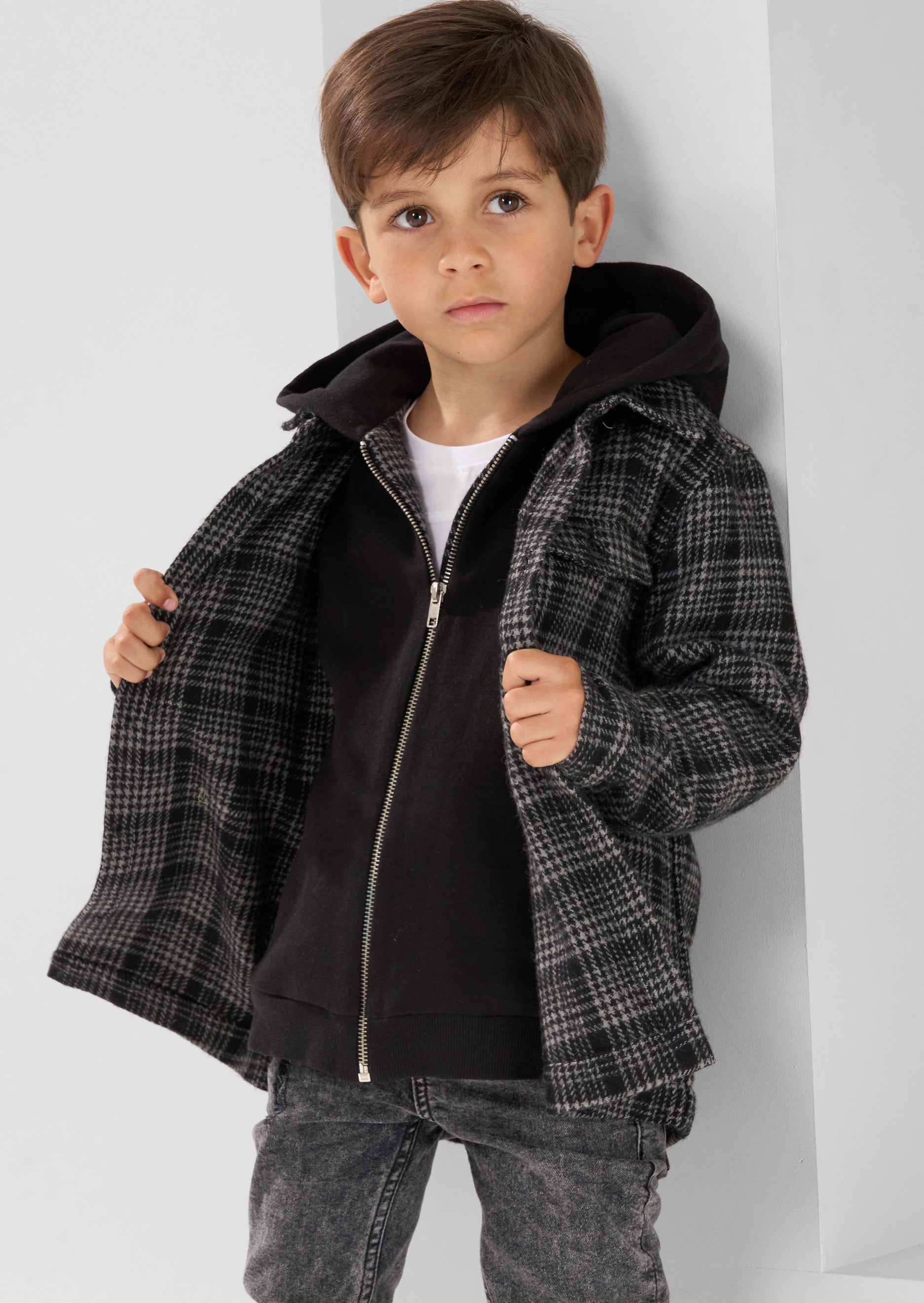 Boys Black Hooded Shirt Angel Rocket