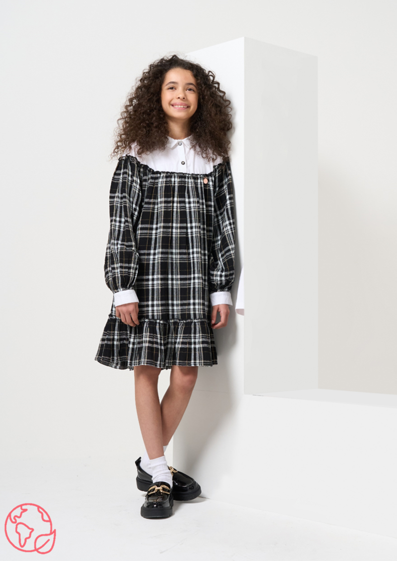 Black and White Check Shirt Dress Girls Angel Rocket