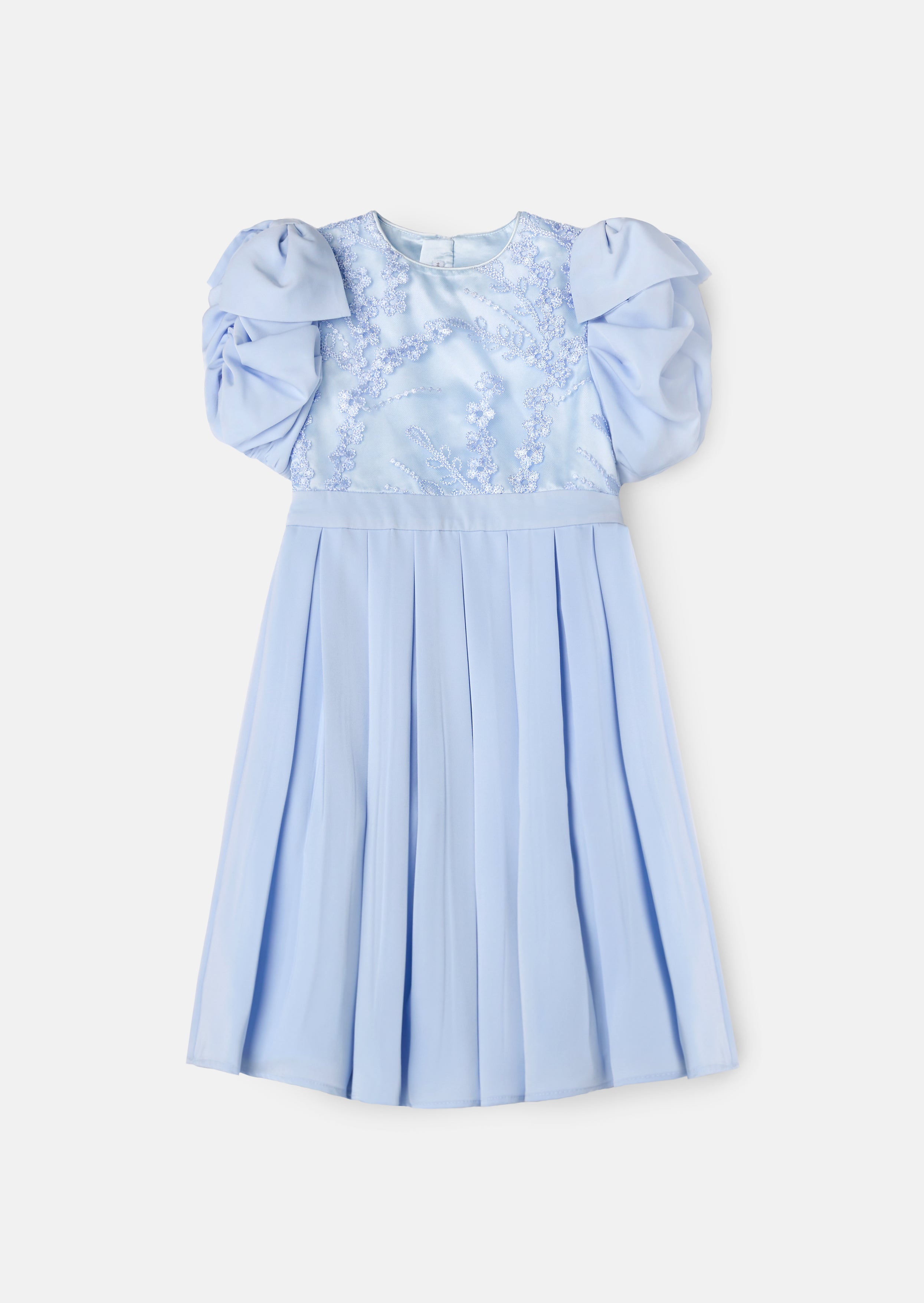 Coralie Blue Embroidered Bodice Dress