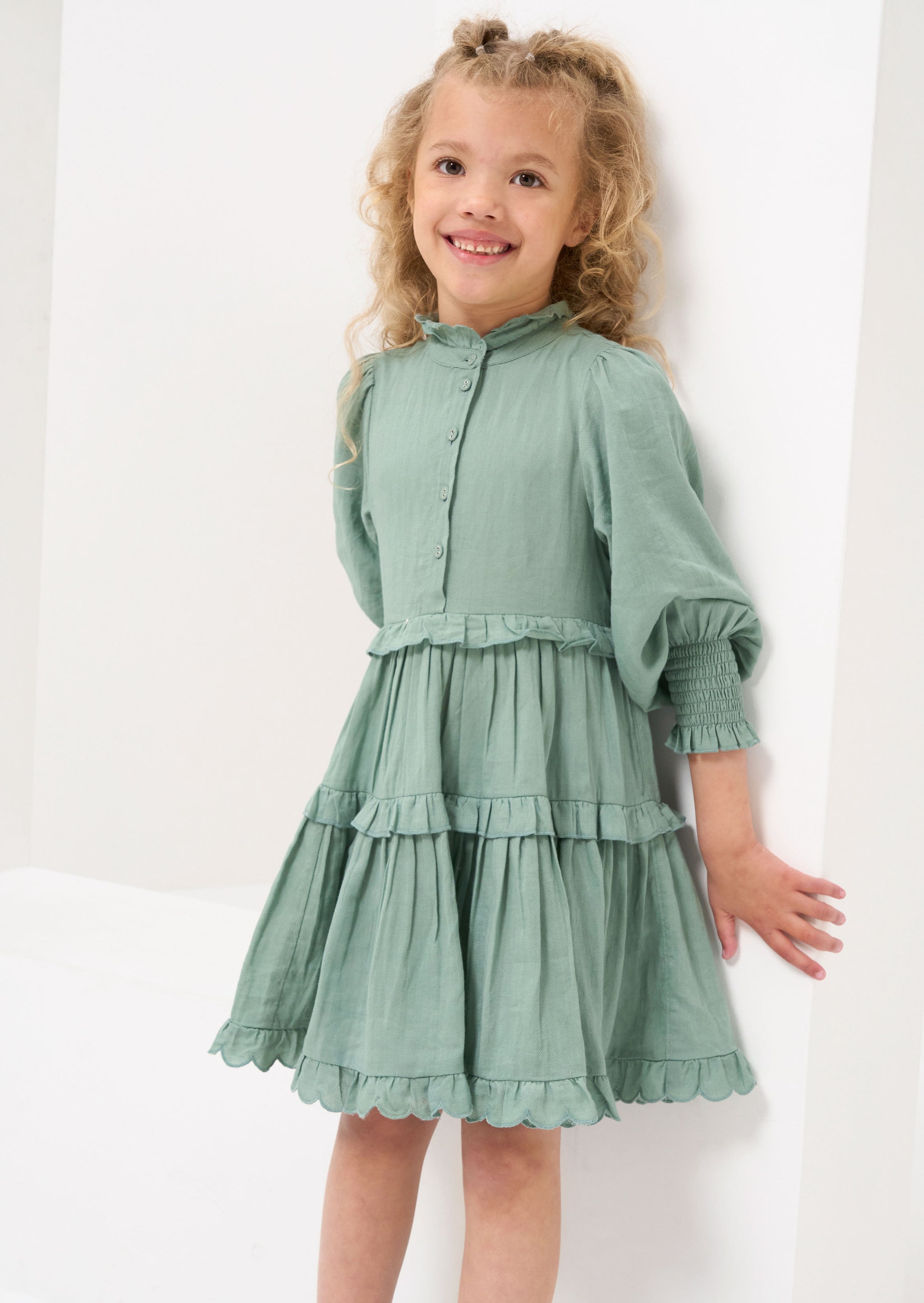 Green Frill Dress | Girls | Angel & Rocket