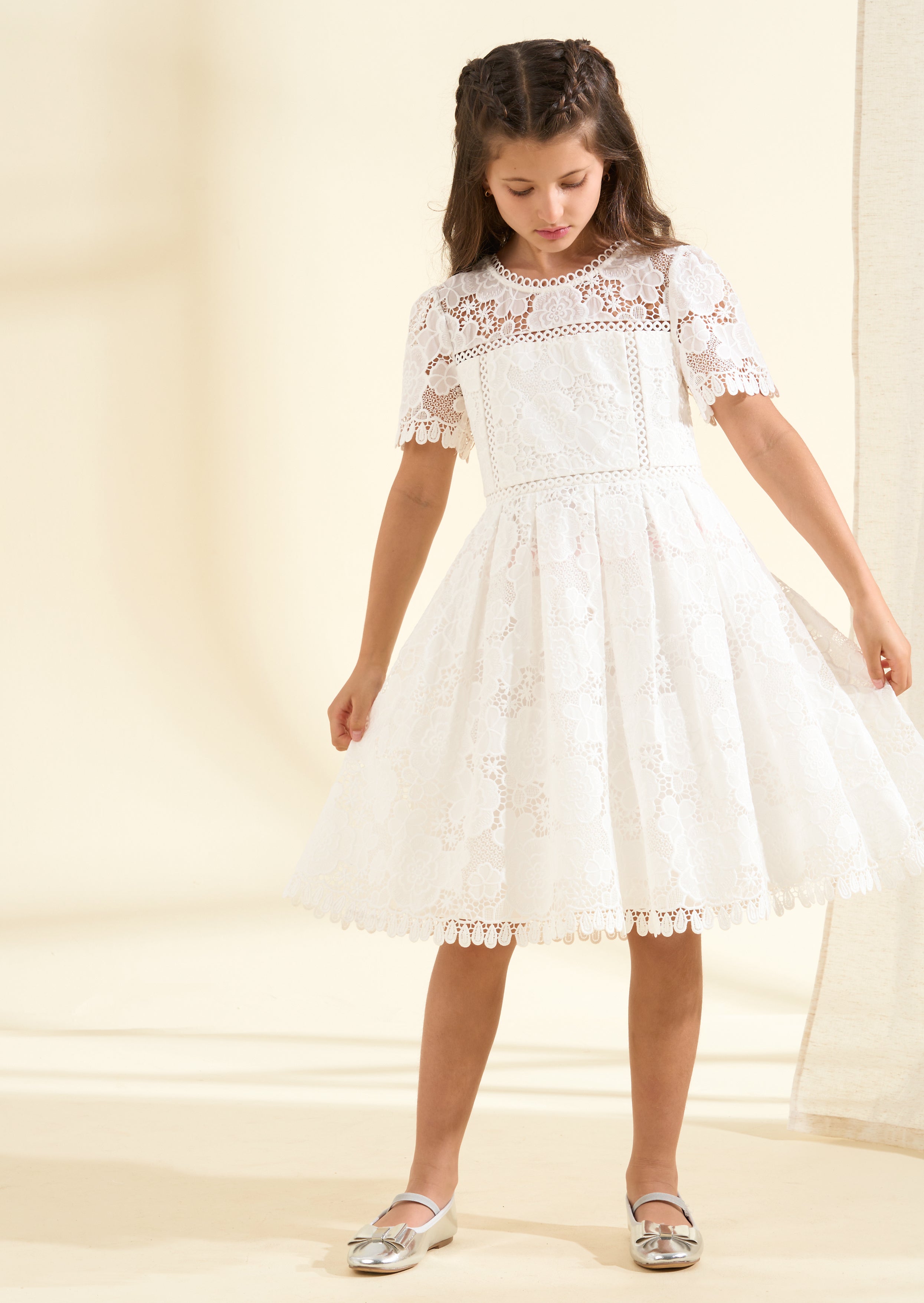 Marciano white store lace embroidered dress girls S16