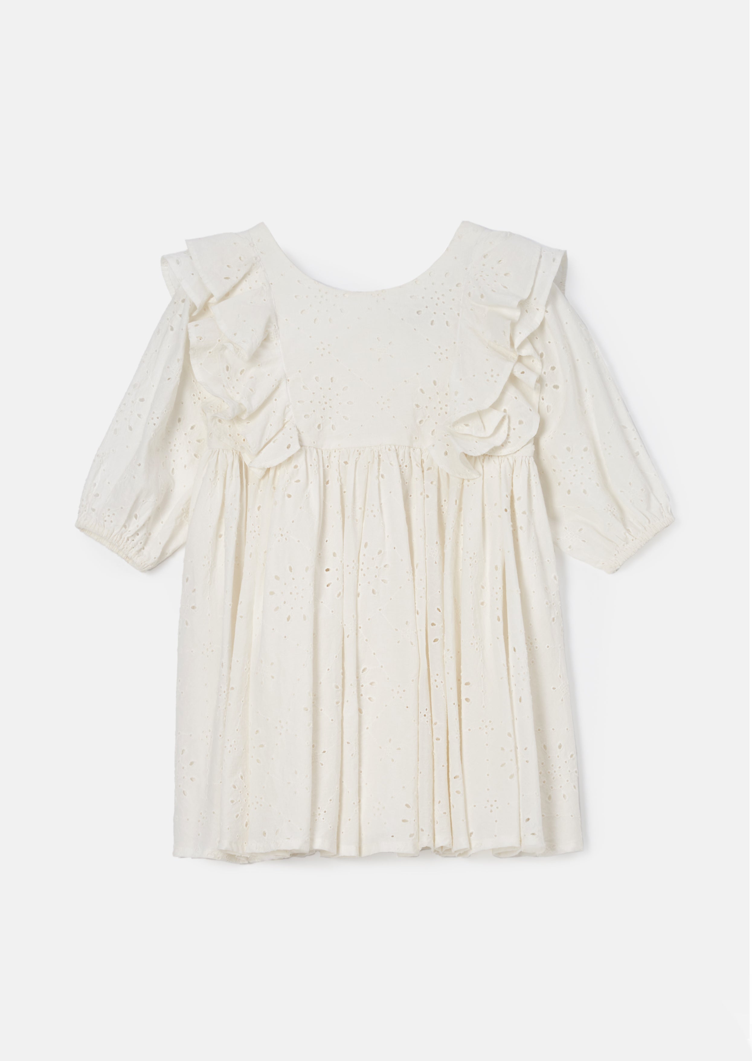 Alessandra White Broderie Ruffle Dress