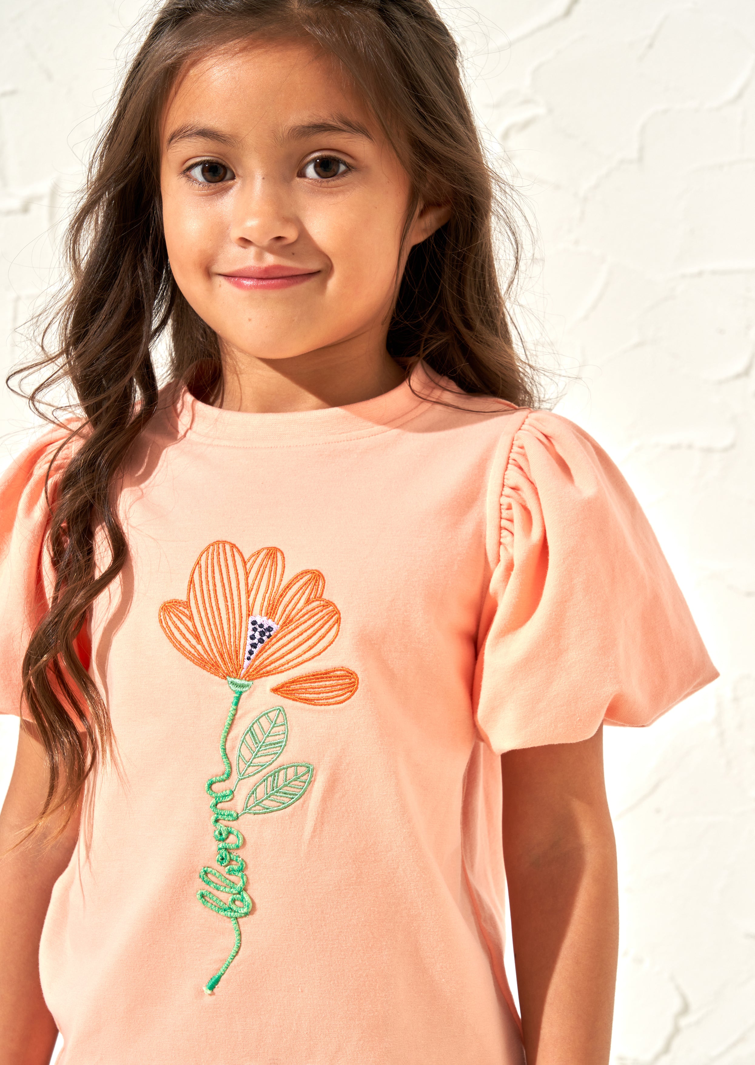 Emmie Apricot Puff Sleeve Tee