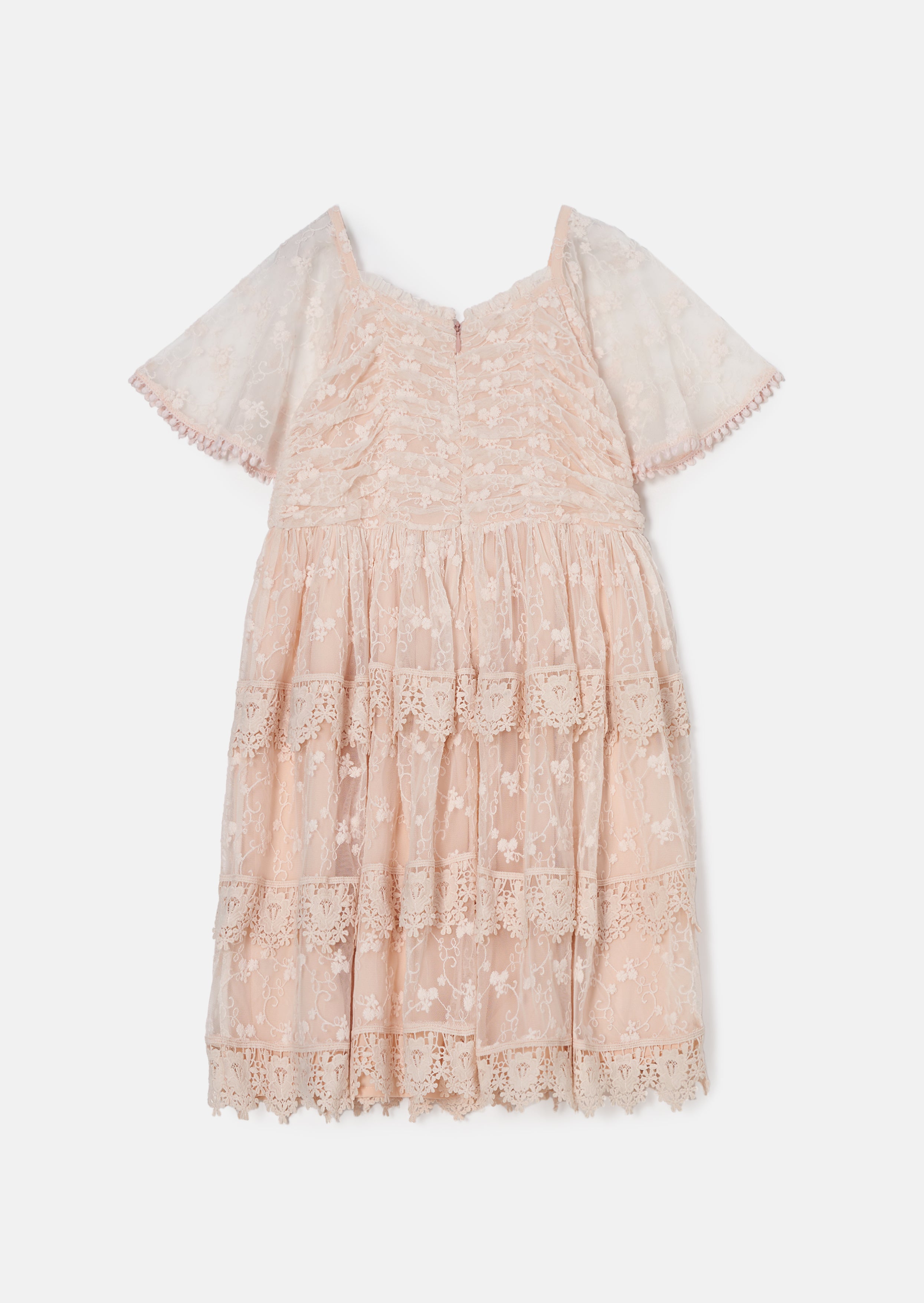 Annabelle Pink Vintage Lace Mesh Dress