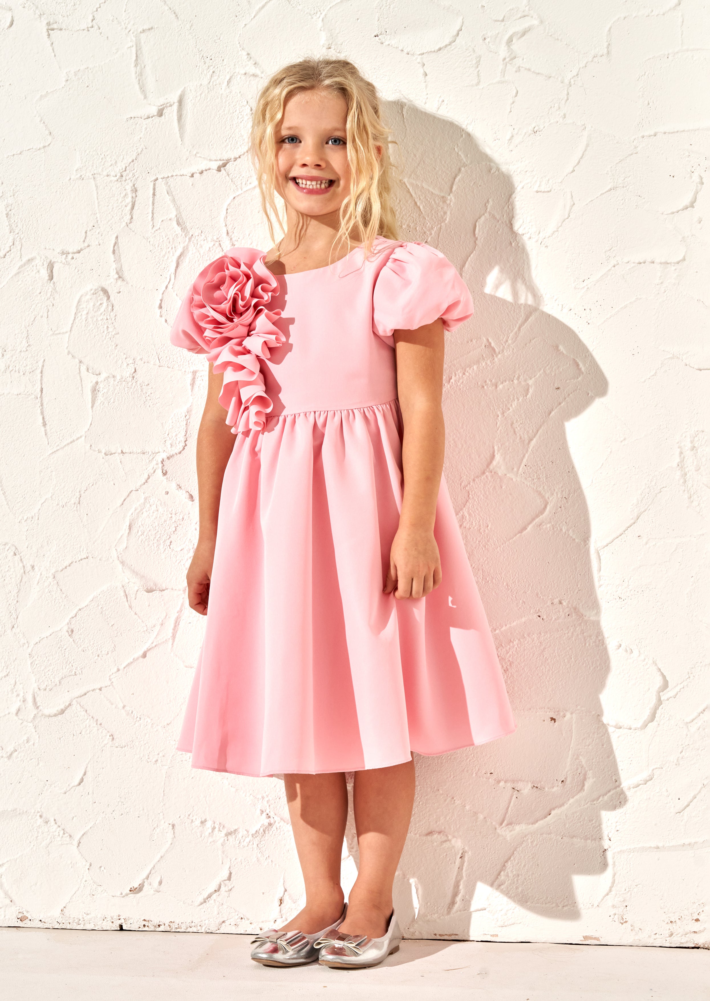 Nieve Pink Cascade Corsage Dress