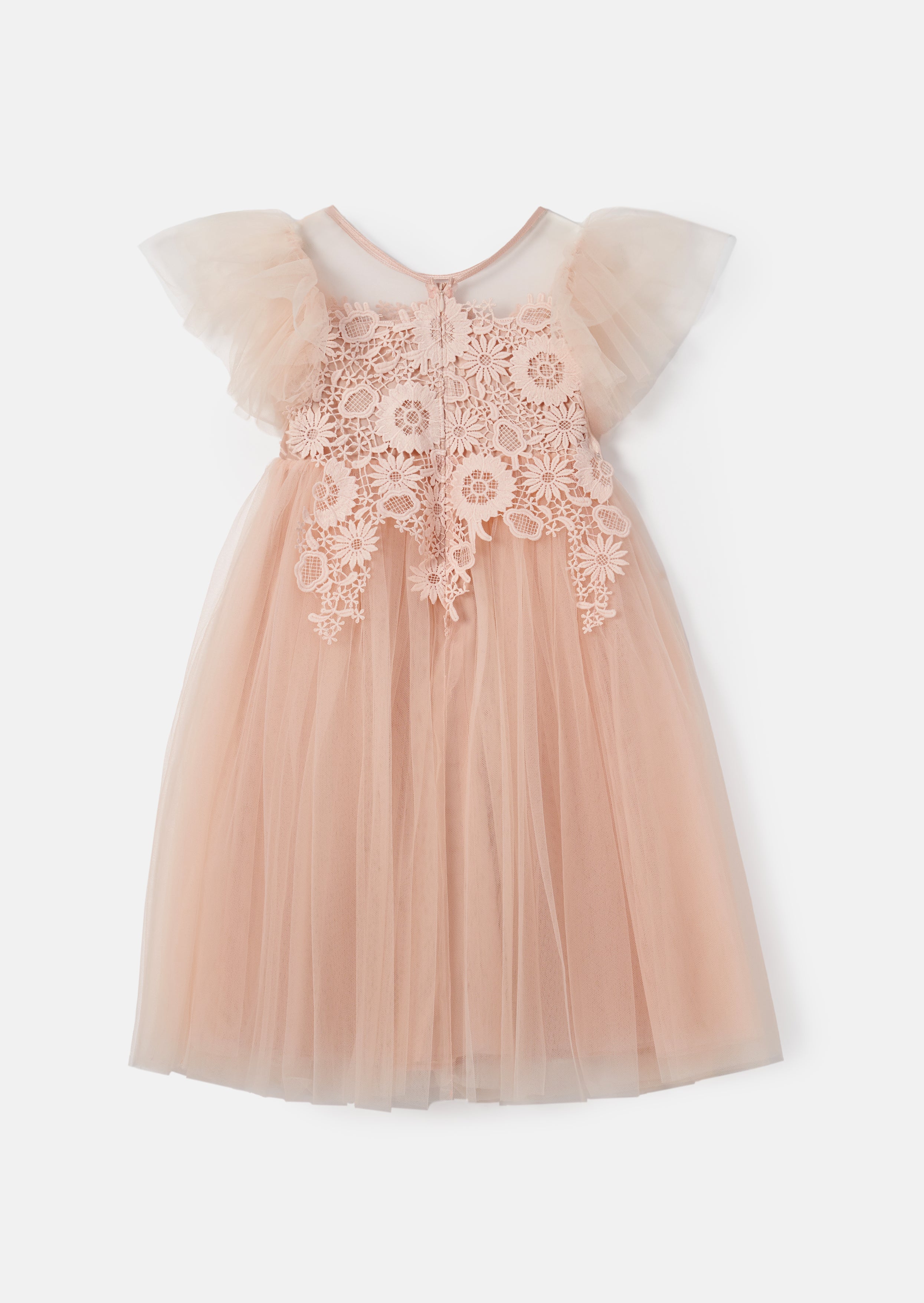 Anelise Blush Cascade Lace Dress