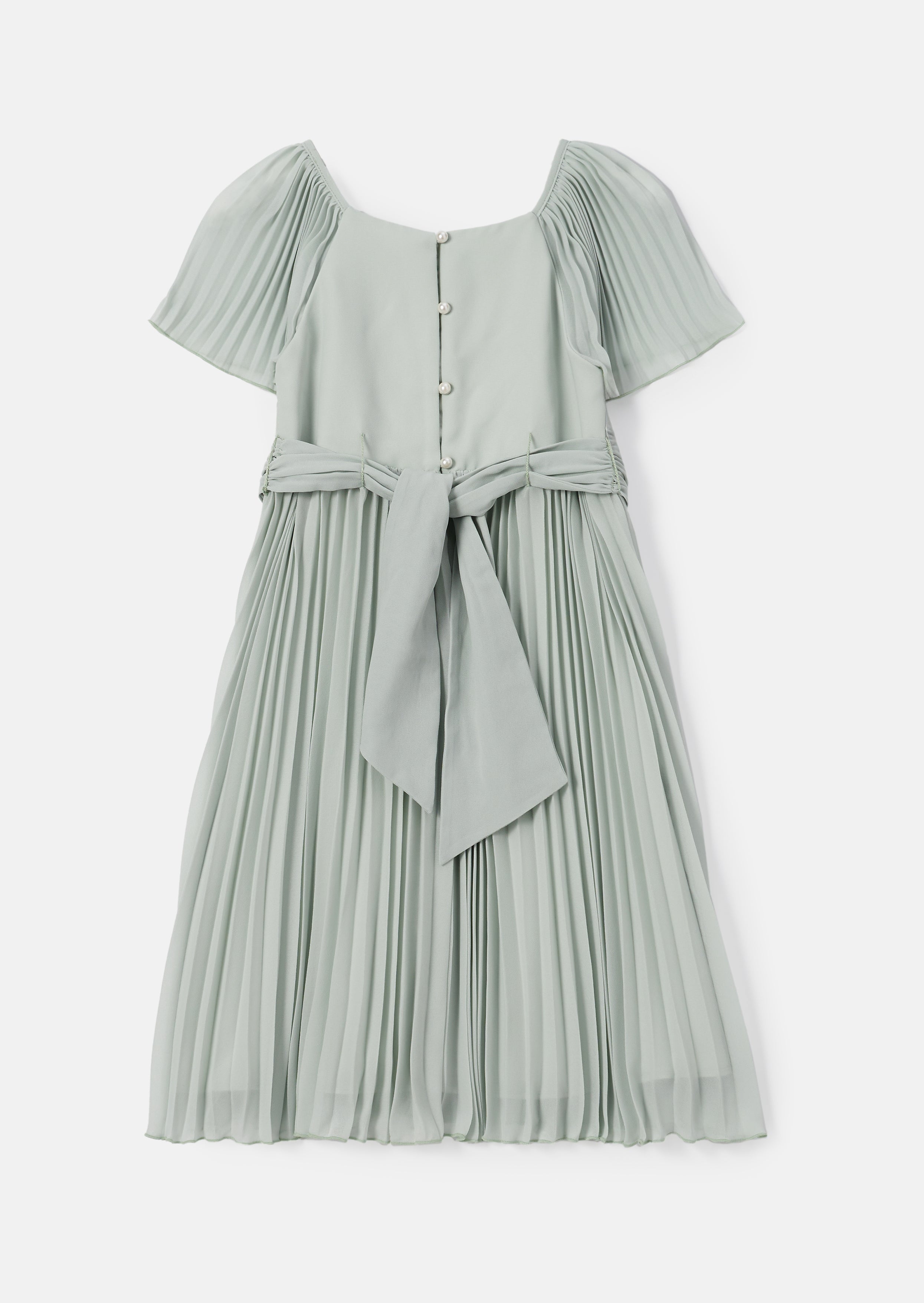 Camille Sage Pleated Midi Dress