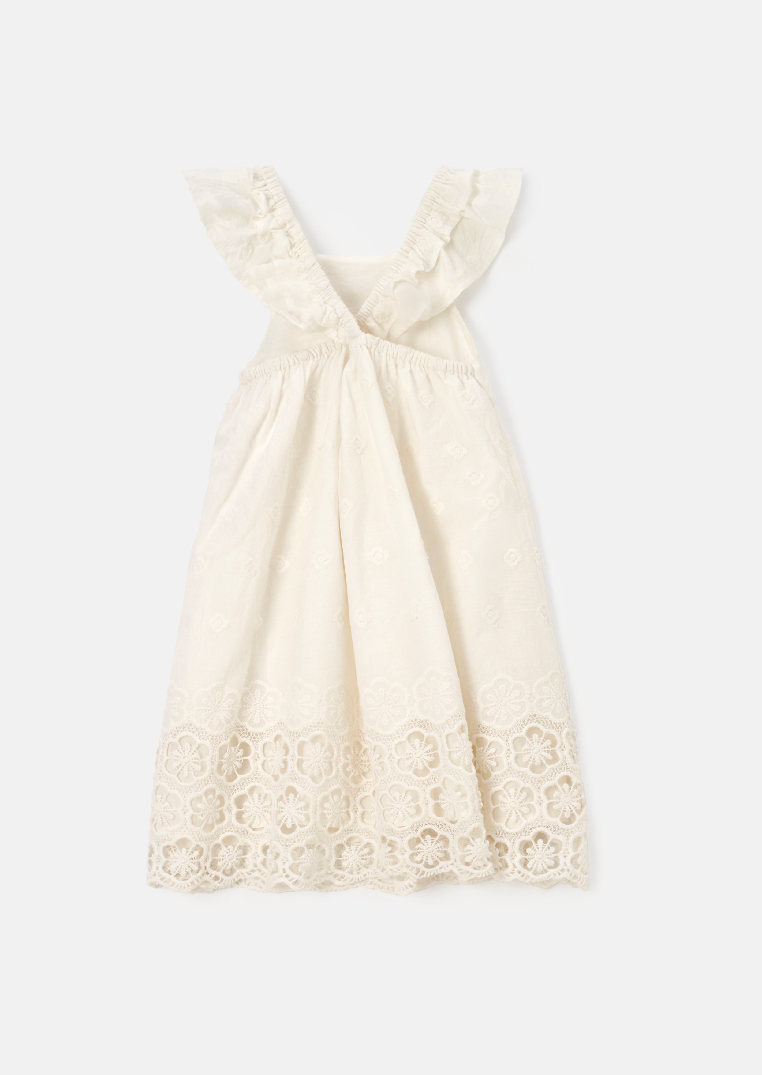 Della White Lace Trim Sundress