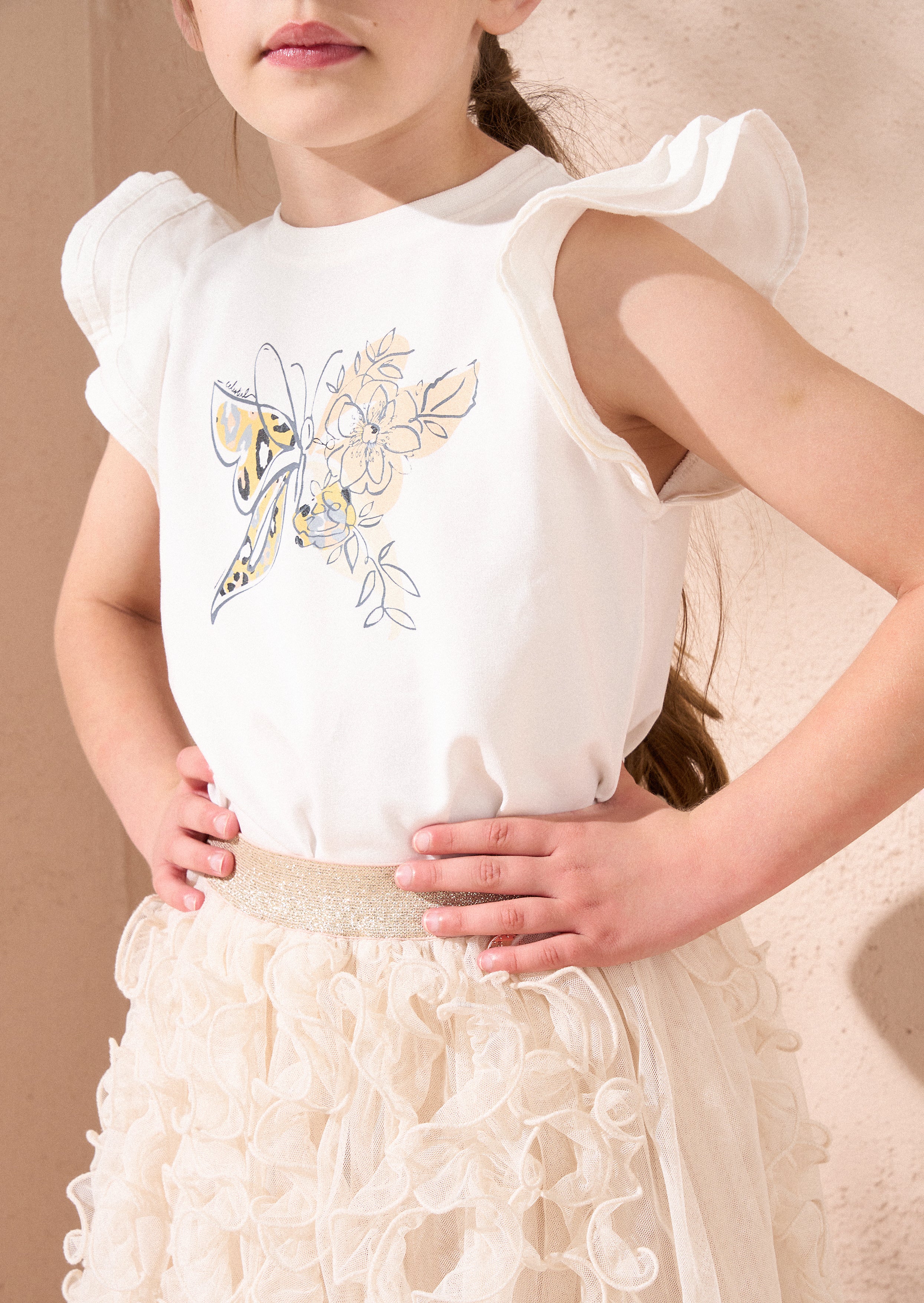 Anya Ivory Butterfly Flutter Sleeve Top