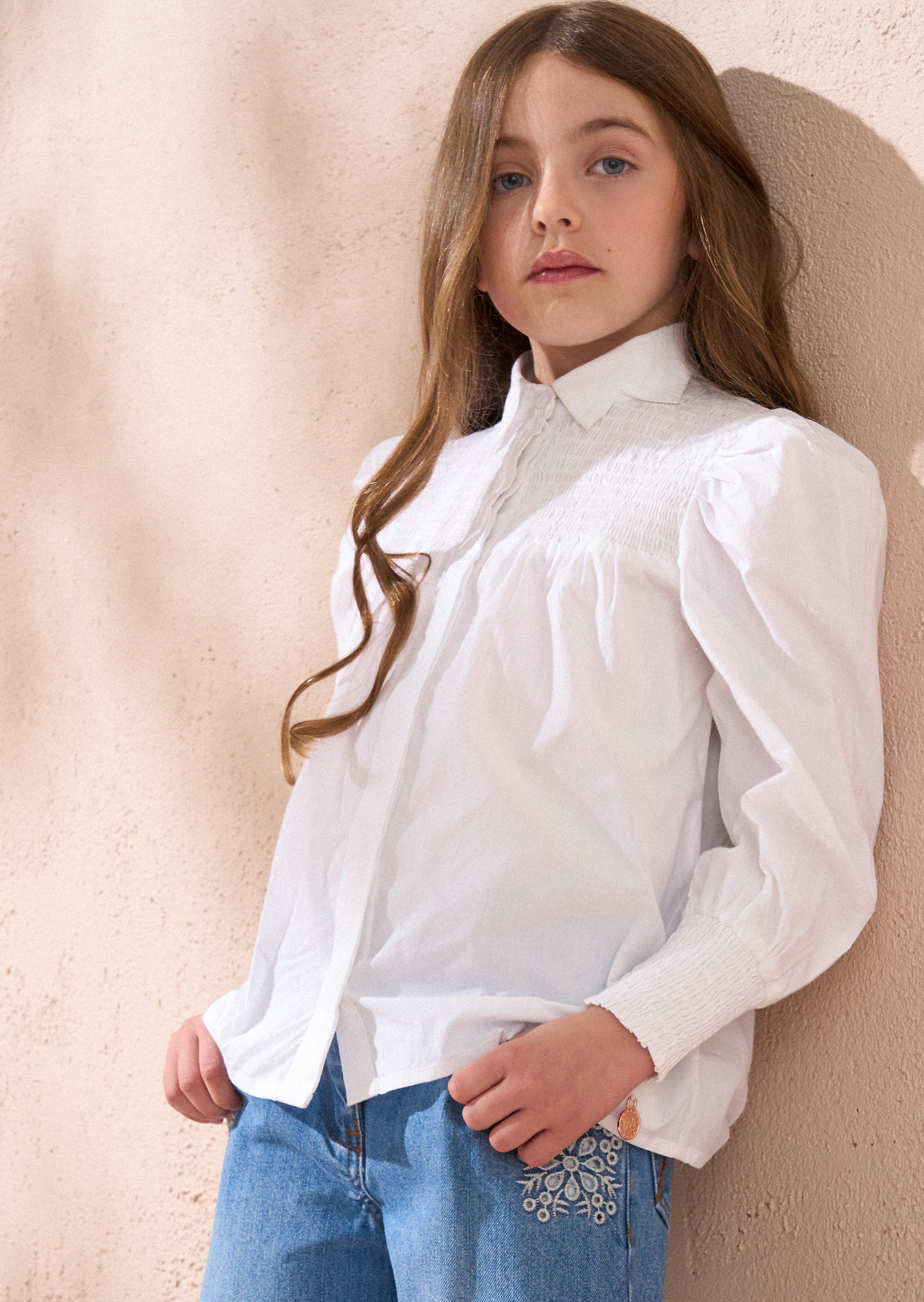 Gabriella White Star Collar Shirt