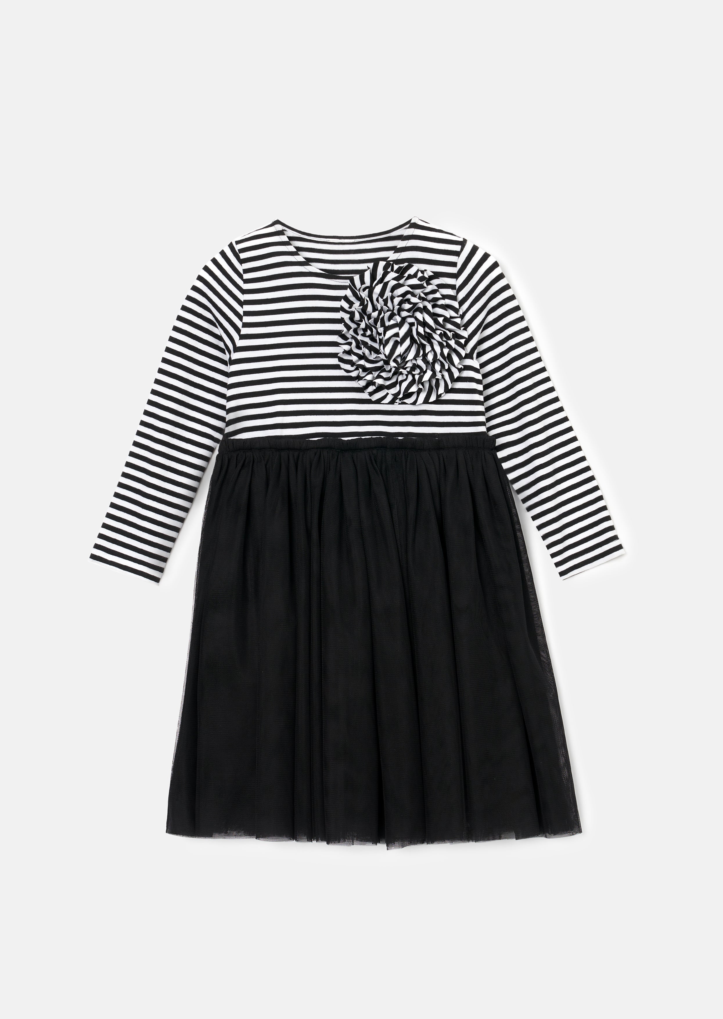 Carrie Black Stripe Corsage Dress