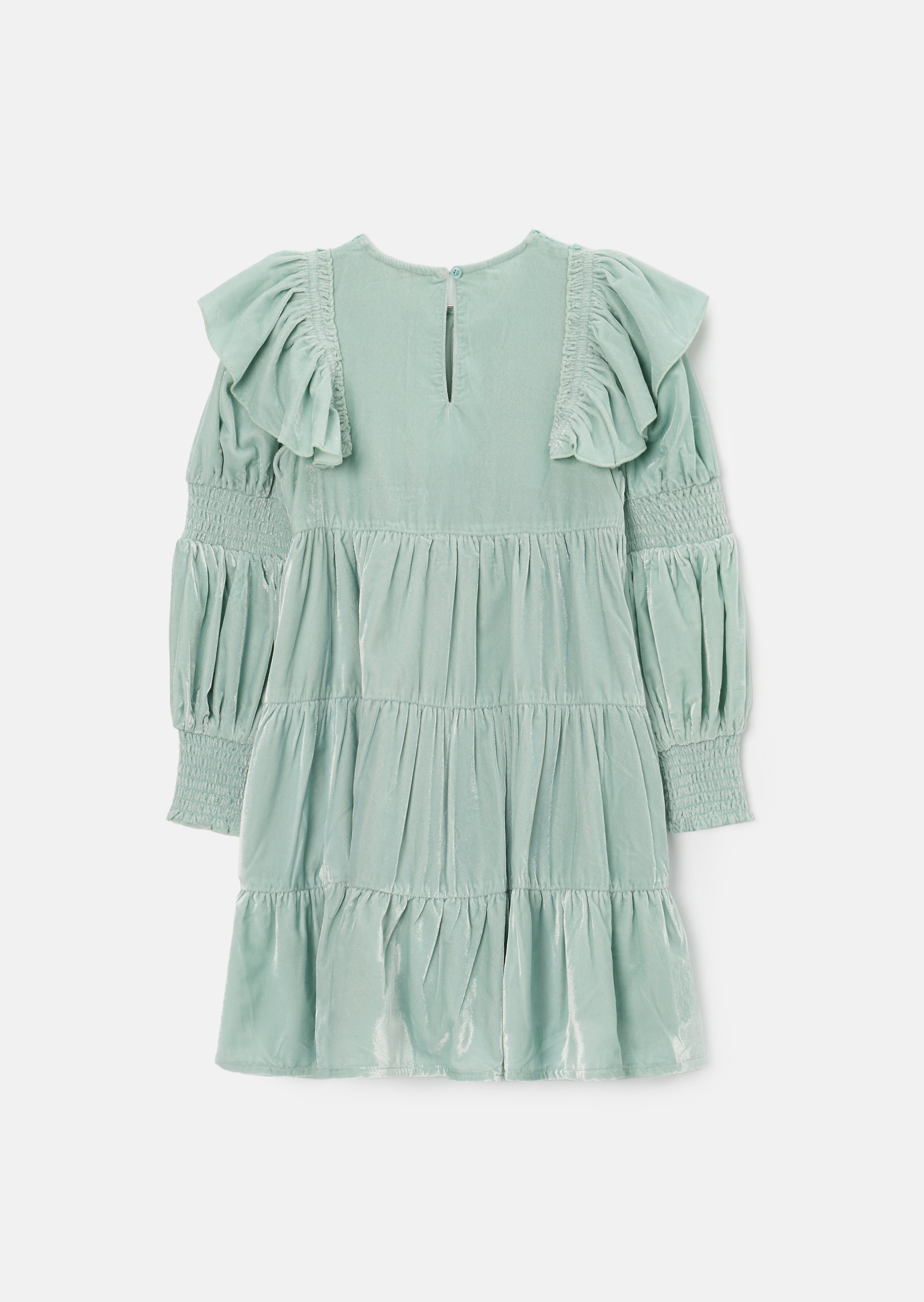 Sofia Green Velvet Tiered Dress