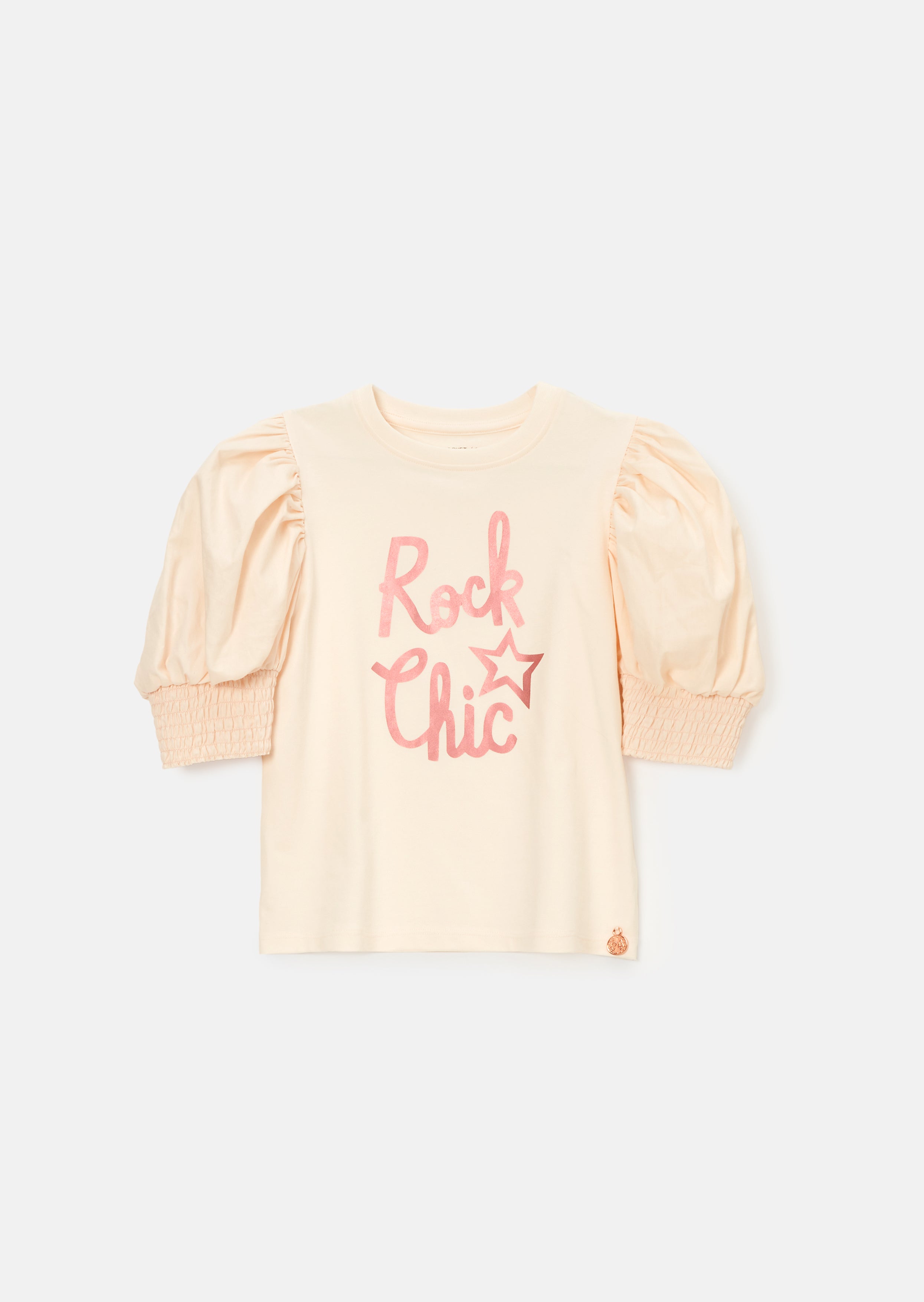 Heidi Pink Puff Sleeve Rock Tee