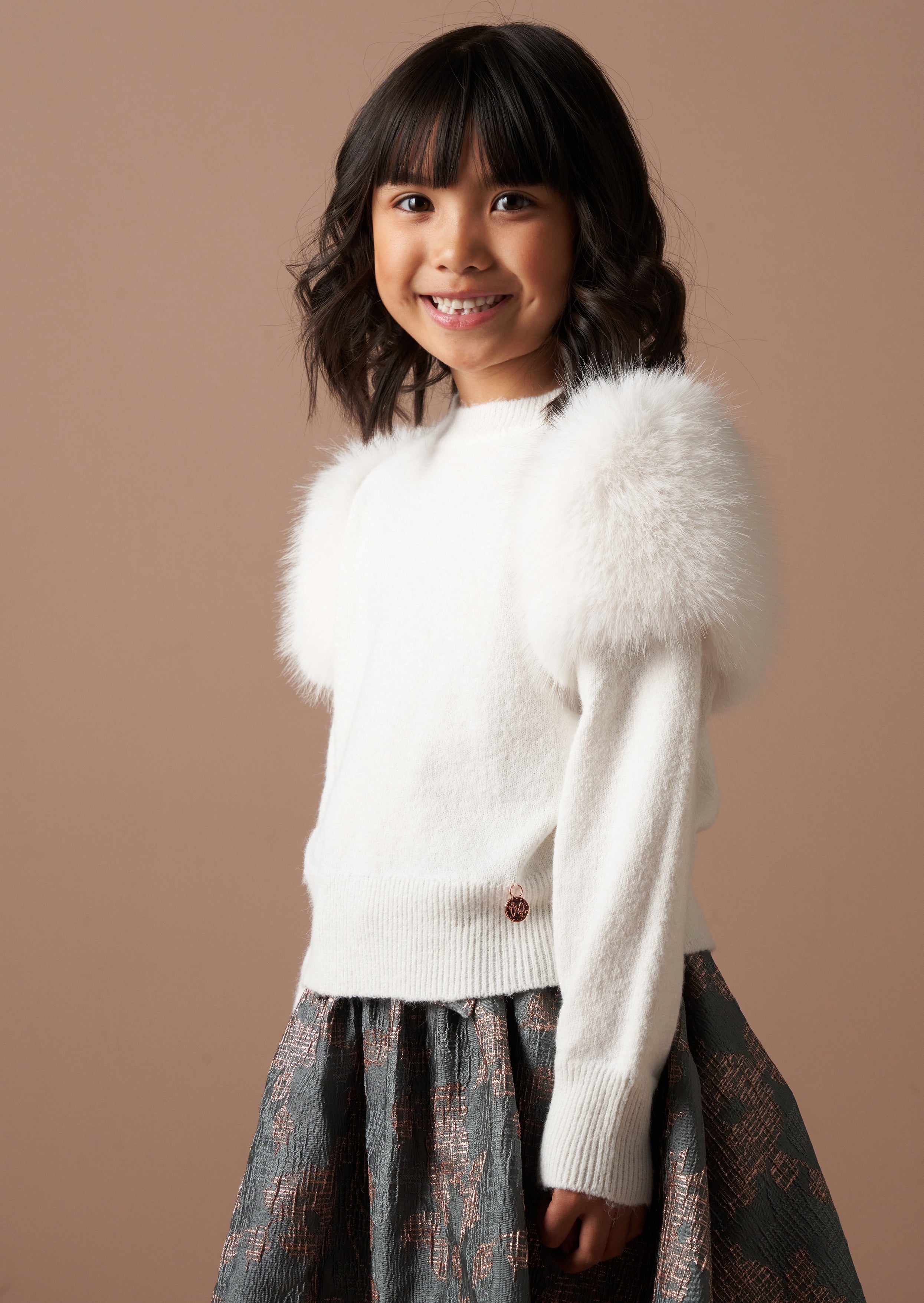 Faux fur sleeve jumper hotsell