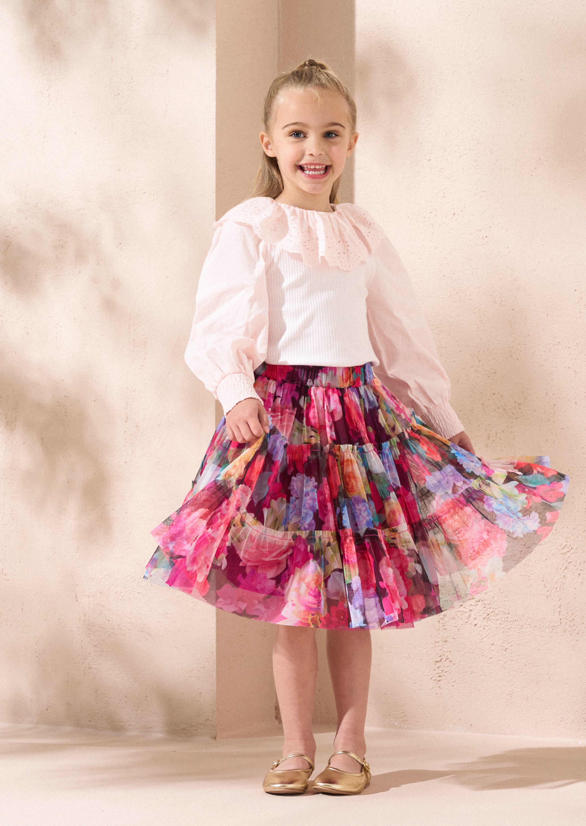 Girls Pink Mesh Skirt Angel Rocket