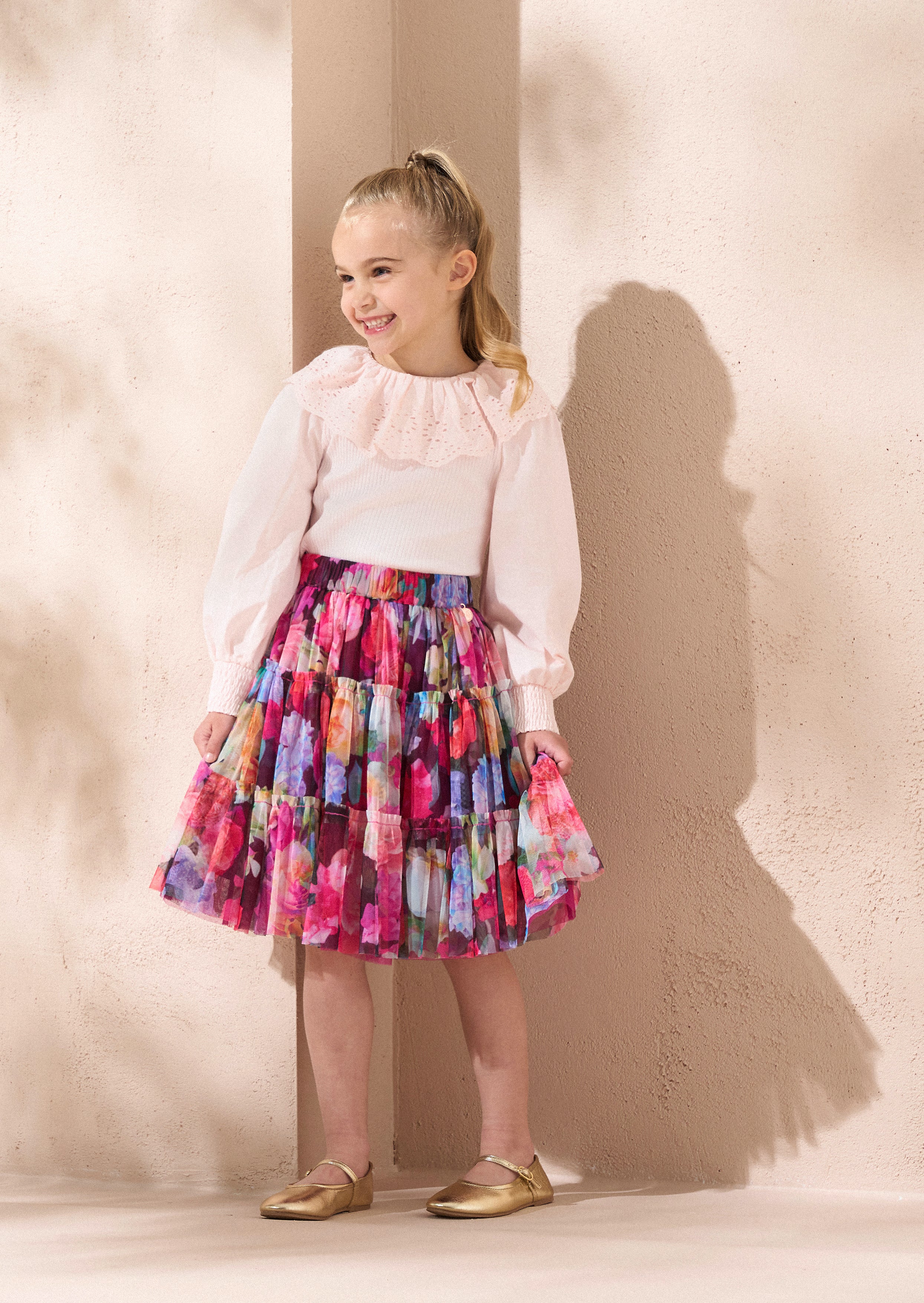 Alessia Pink Floral Mesh Skirt