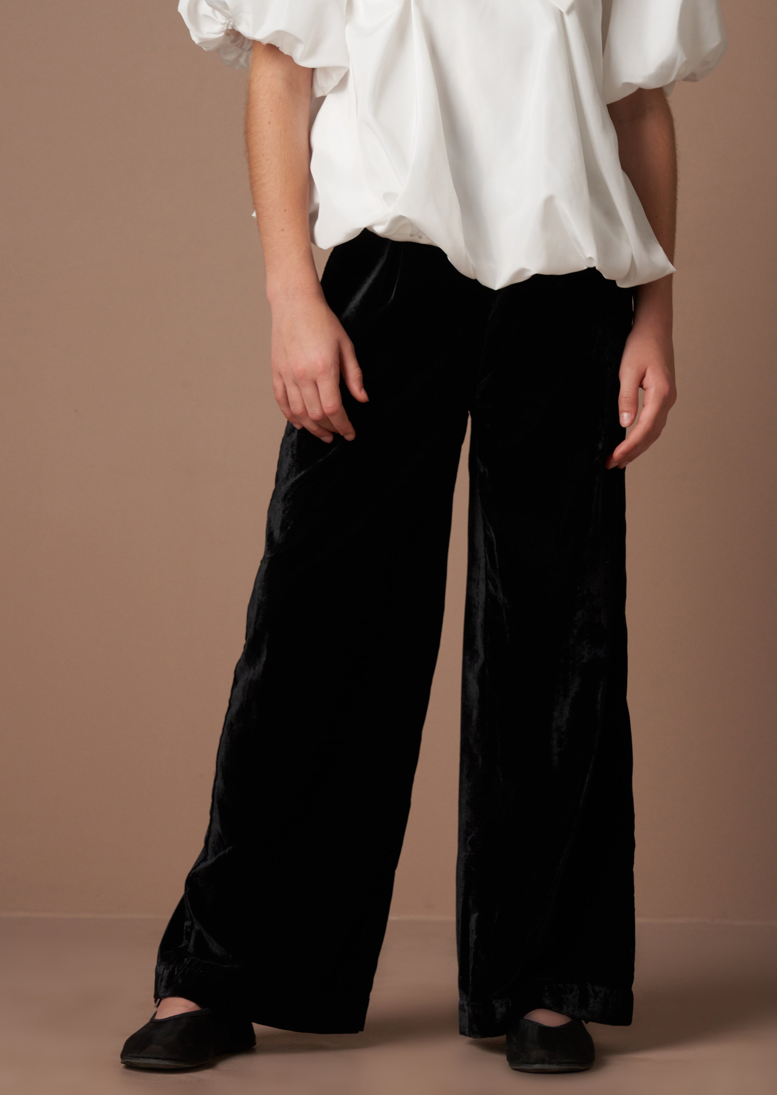 Sinead Black Wide Leg Velvet Trouser