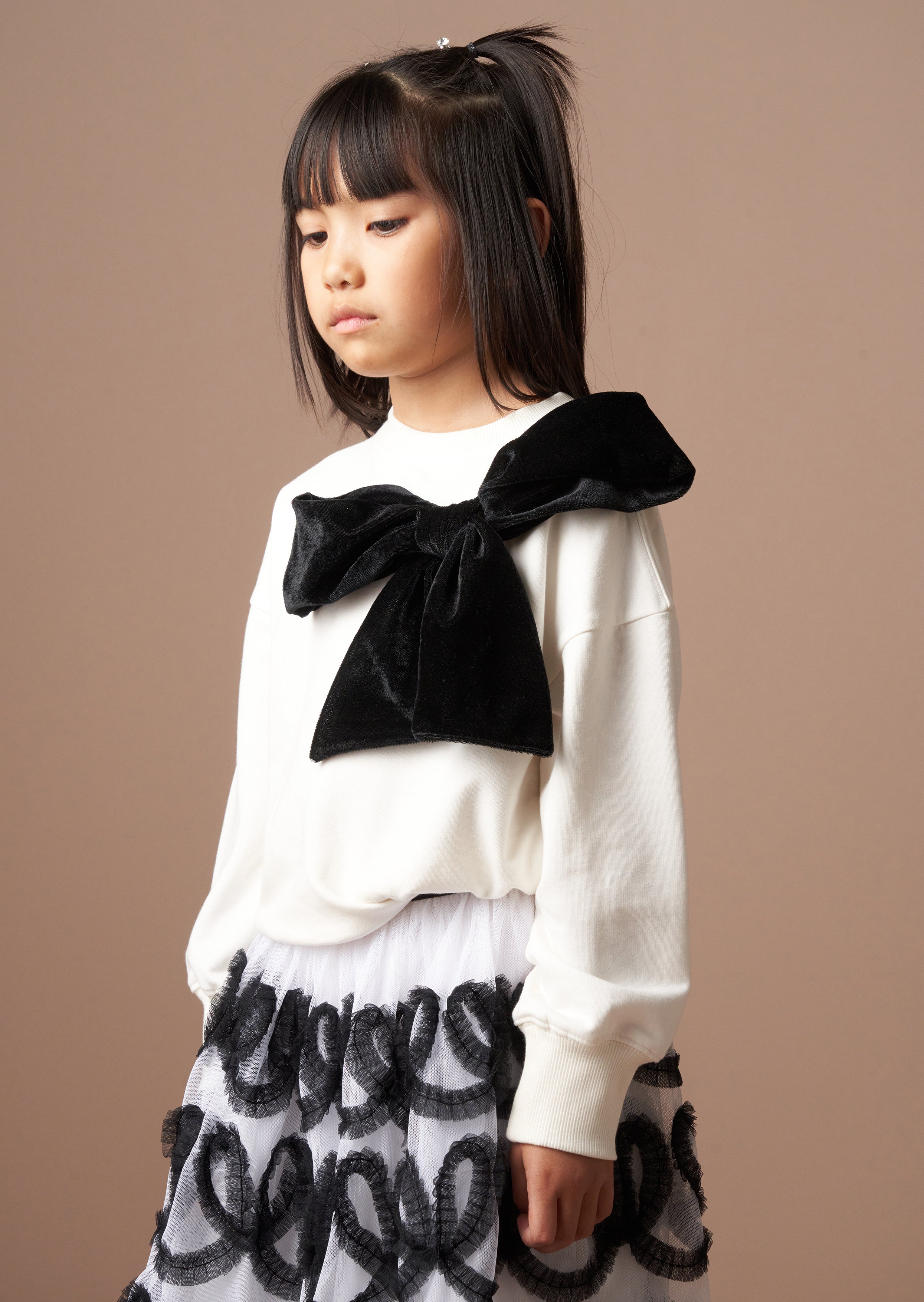 Paige Ivory Velvet Bow Sweatshirt