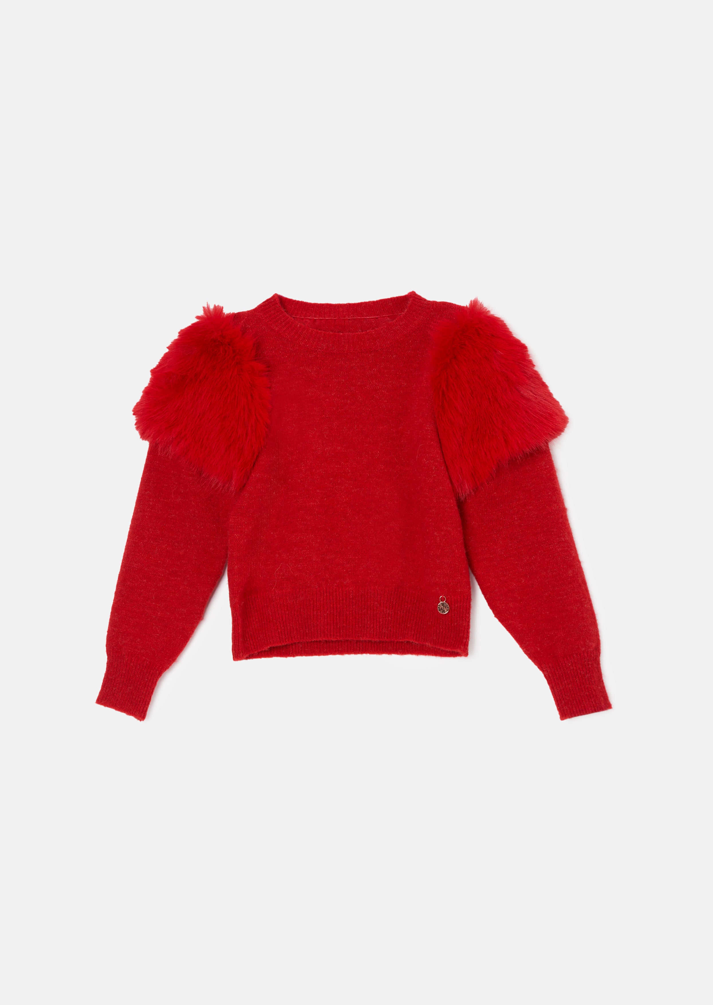 Suzanna Red Fur Shoulder Jumper