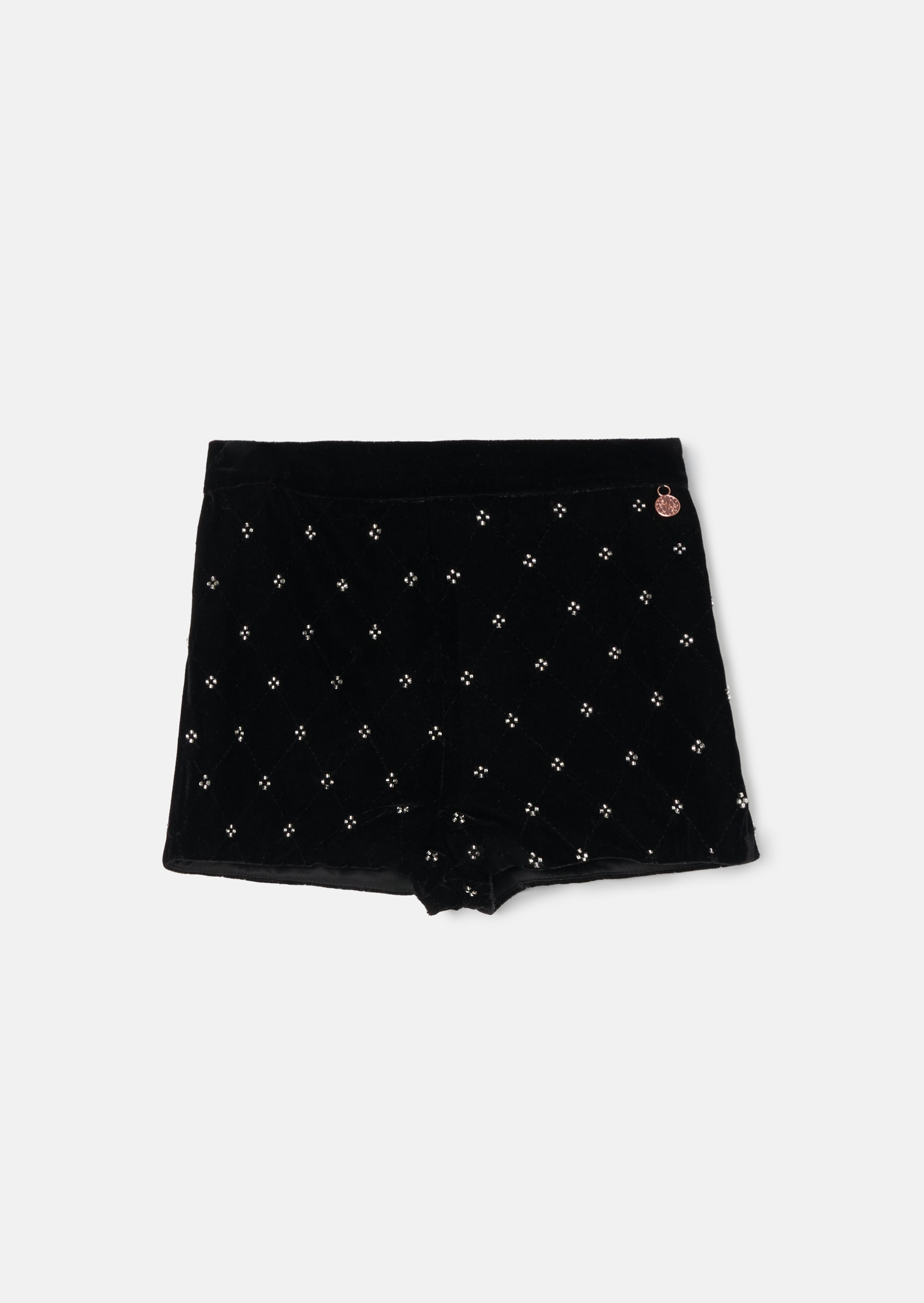 Paris Black Beaded Velvet Short