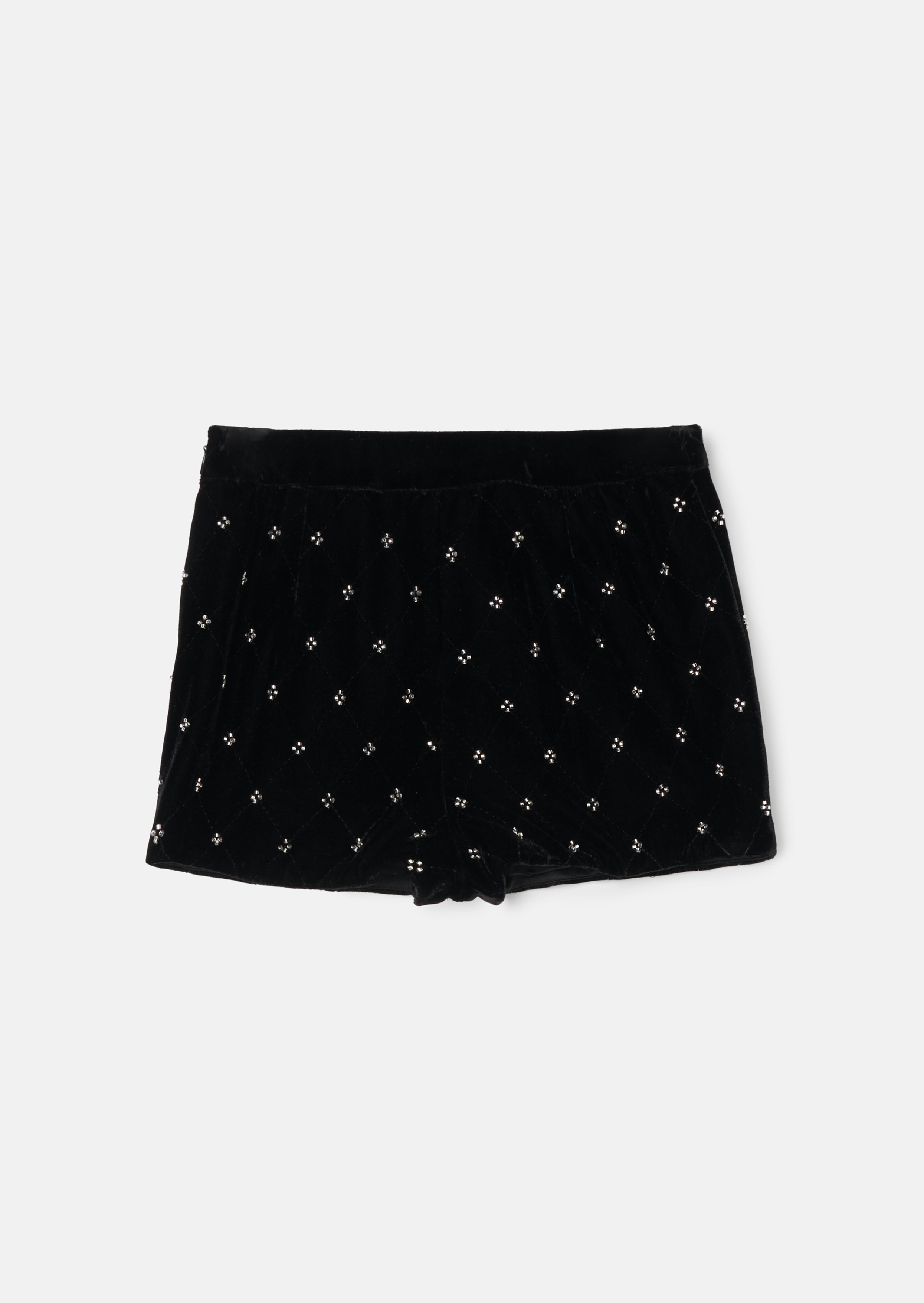 Paris Black Beaded Velvet Short