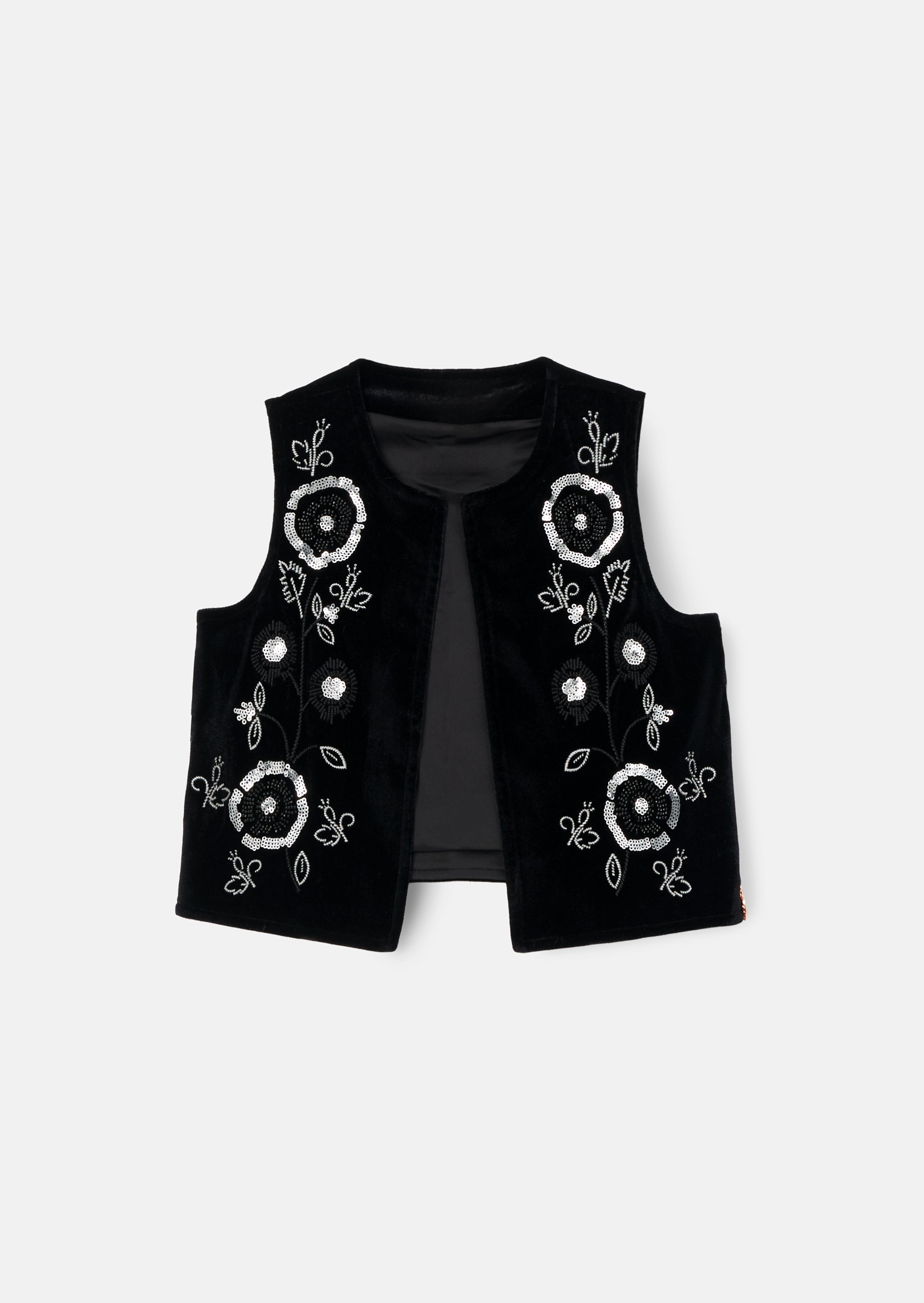 Paris Black Embroidered Velvet Waistcoat