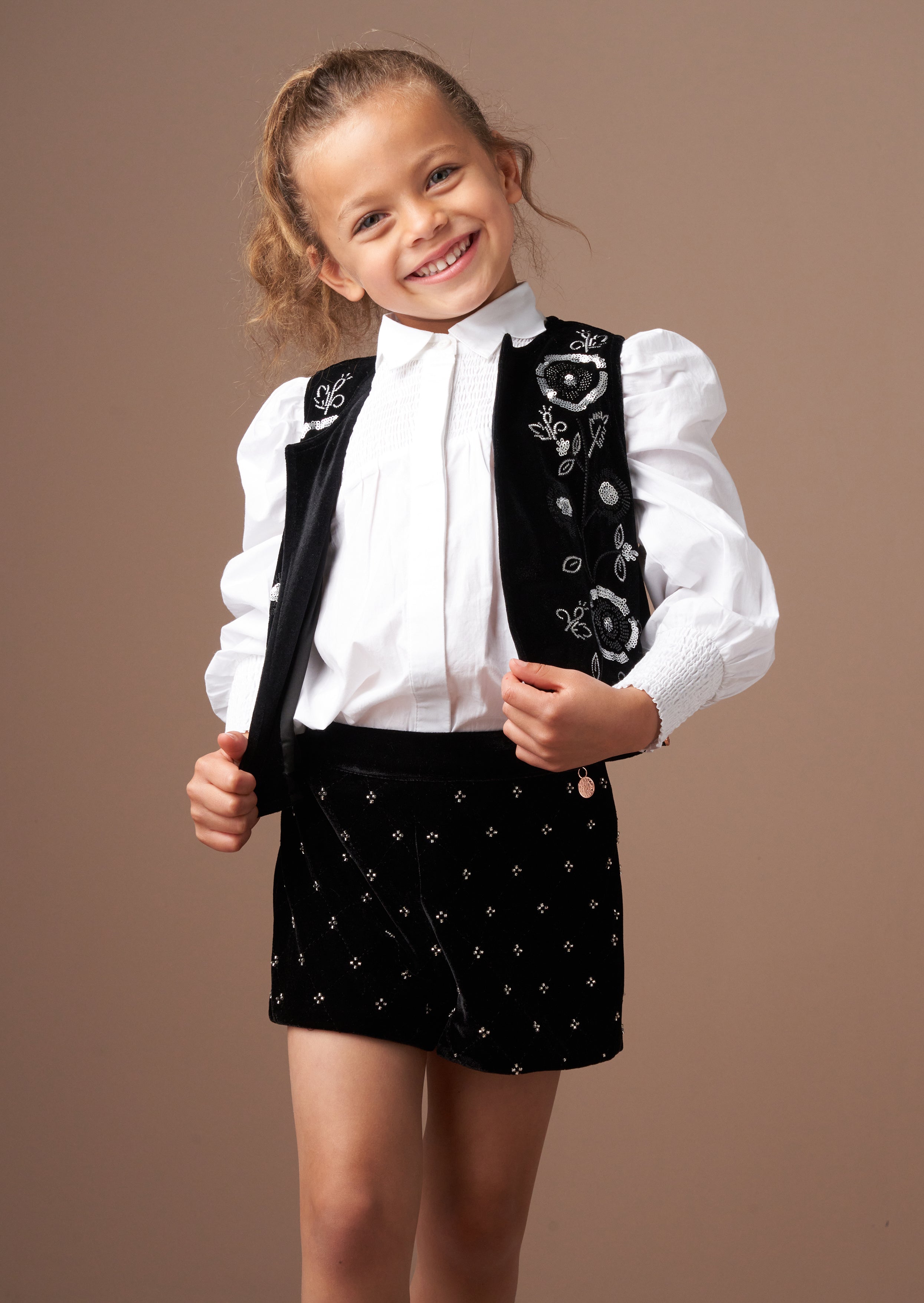 Paris Black Embroidered Velvet Waistcoat