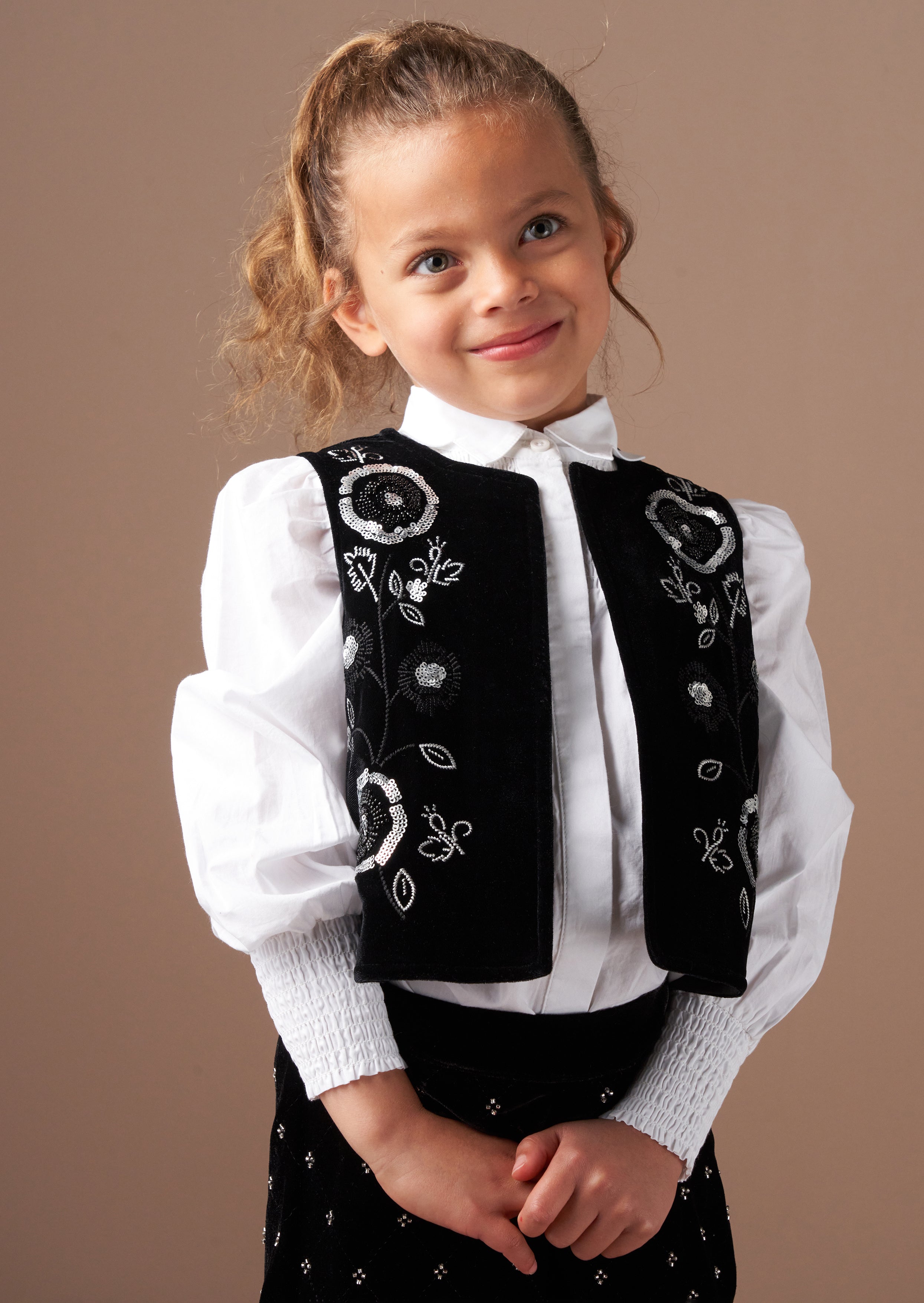 Paris Black Embroidered Velvet Waistcoat