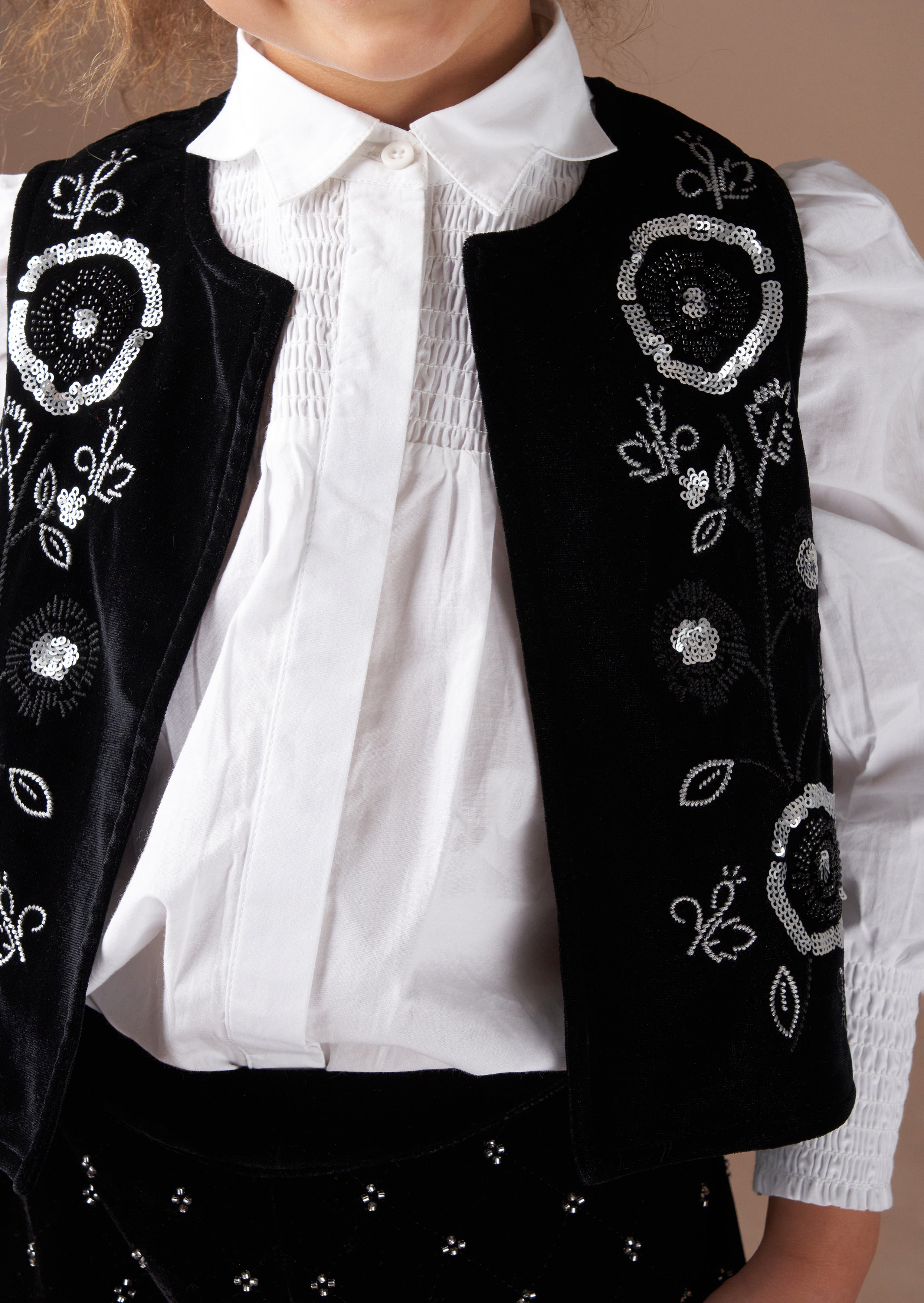 Paris Black Embroidered Velvet Waistcoat