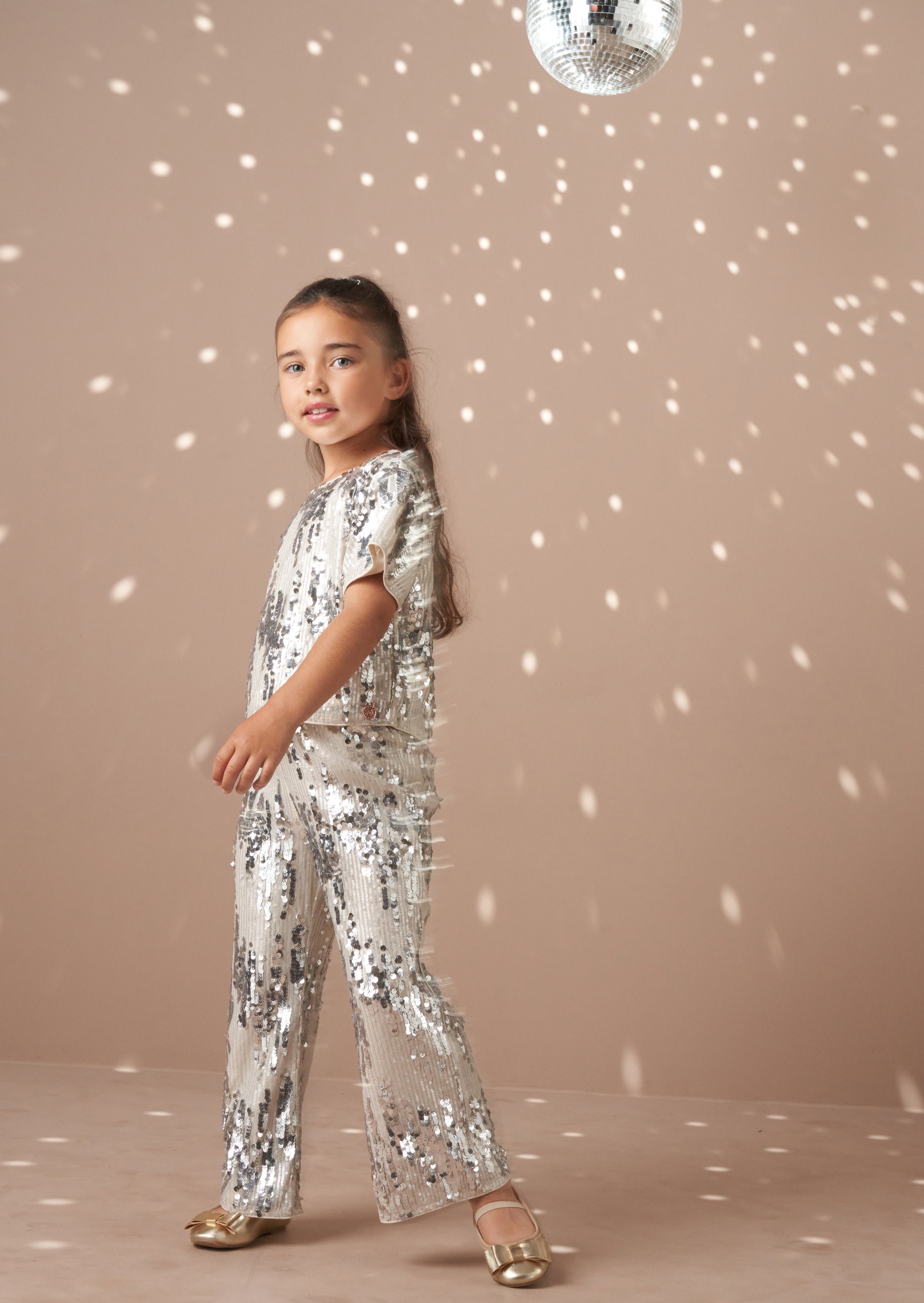 Girls Silver Sequin Top Angel Rocket