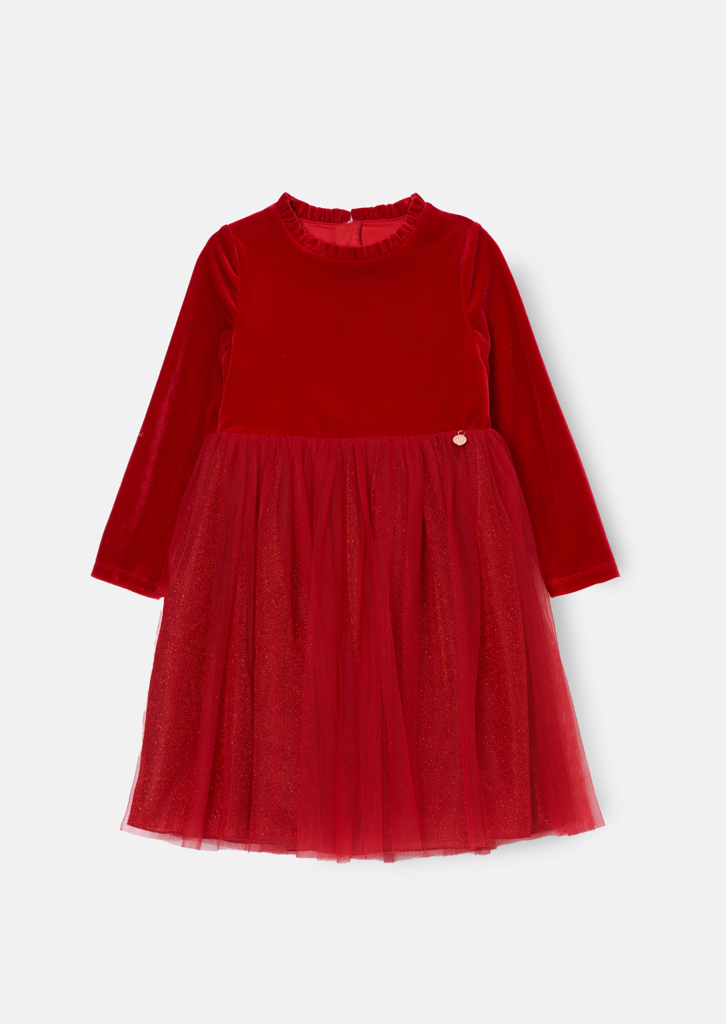 Elsie Red Velvet Tuelle Dress