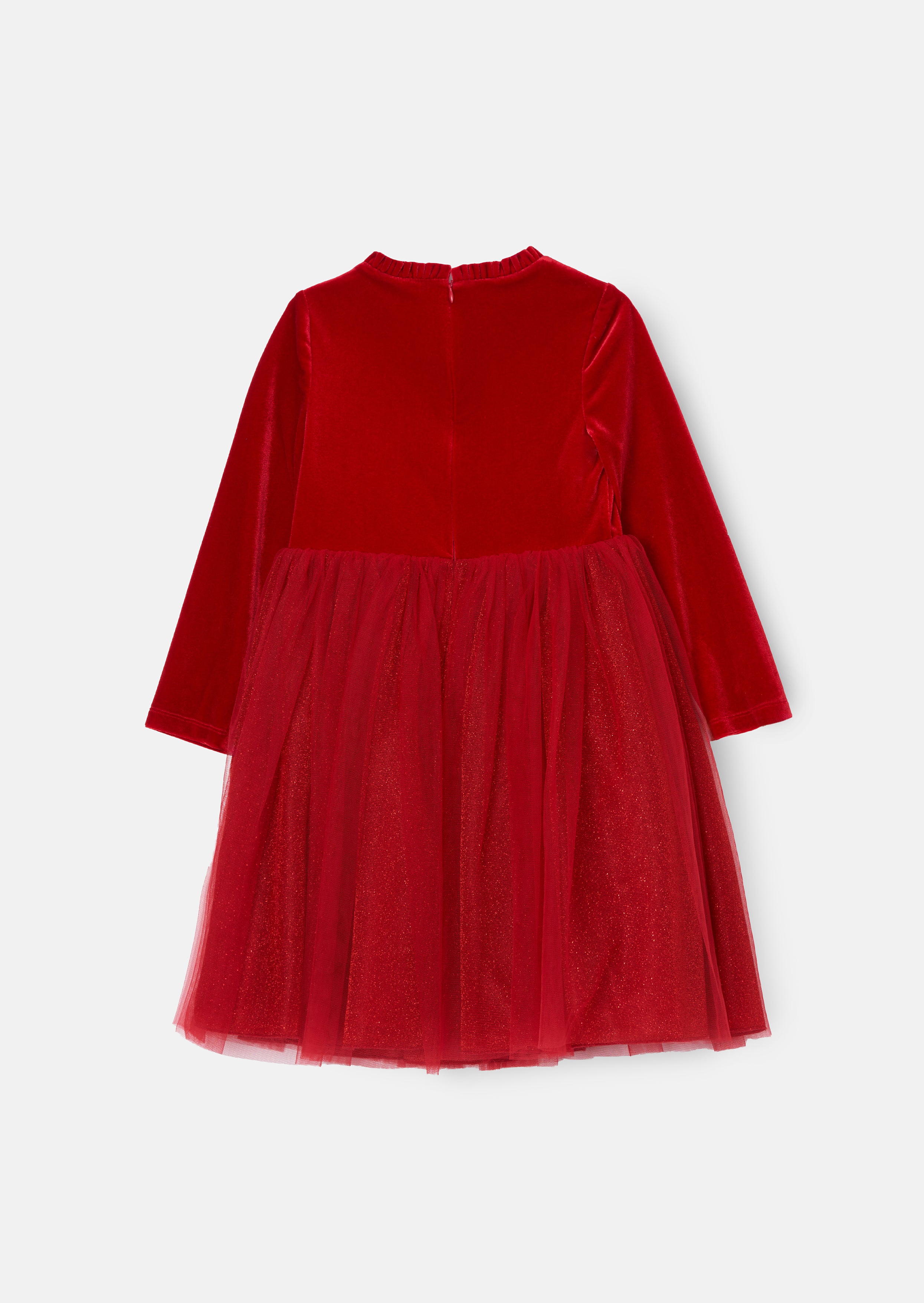 Elsie Red Velvet Tuelle Dress