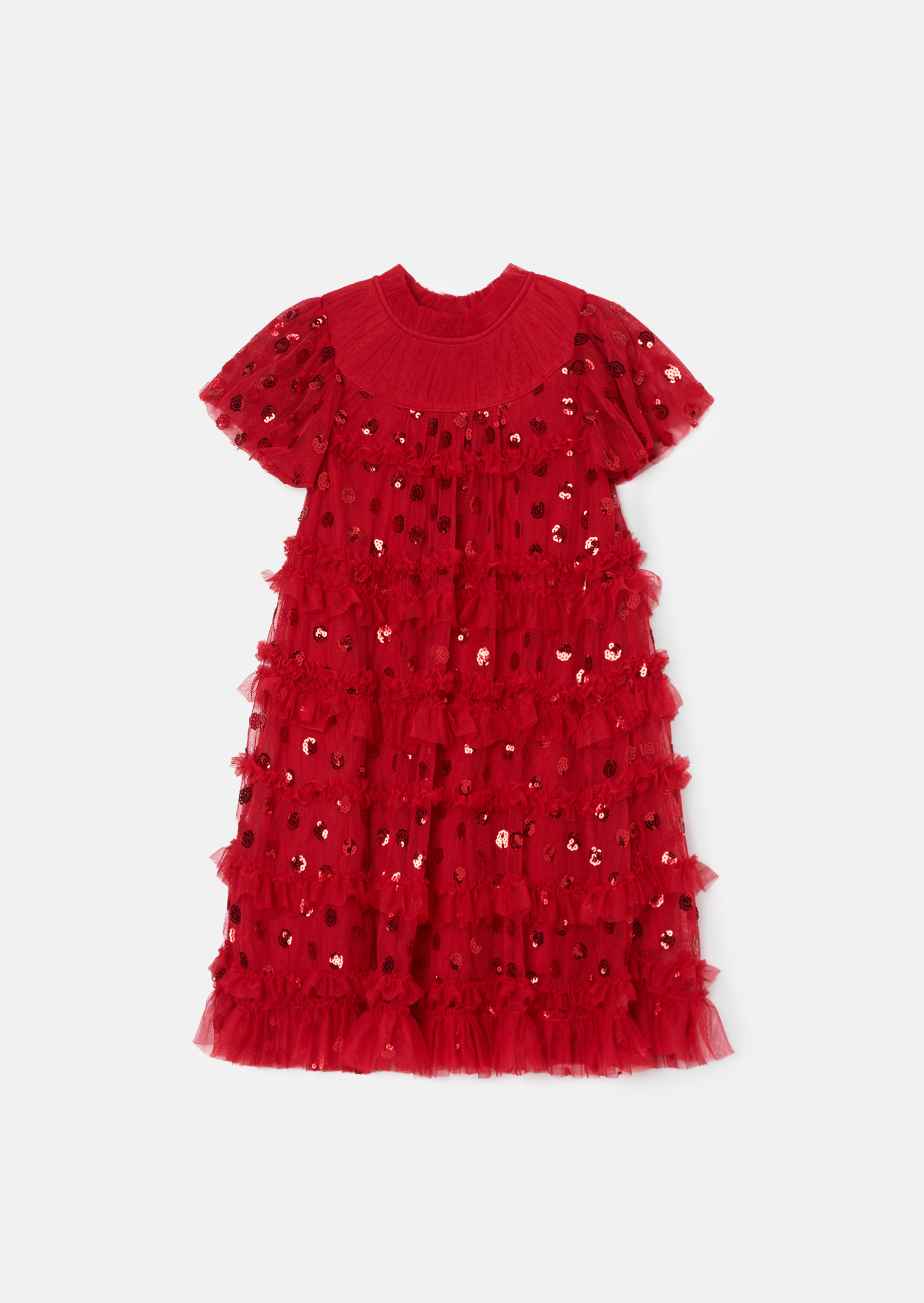 Delphine Red Sequin Mesh Dress