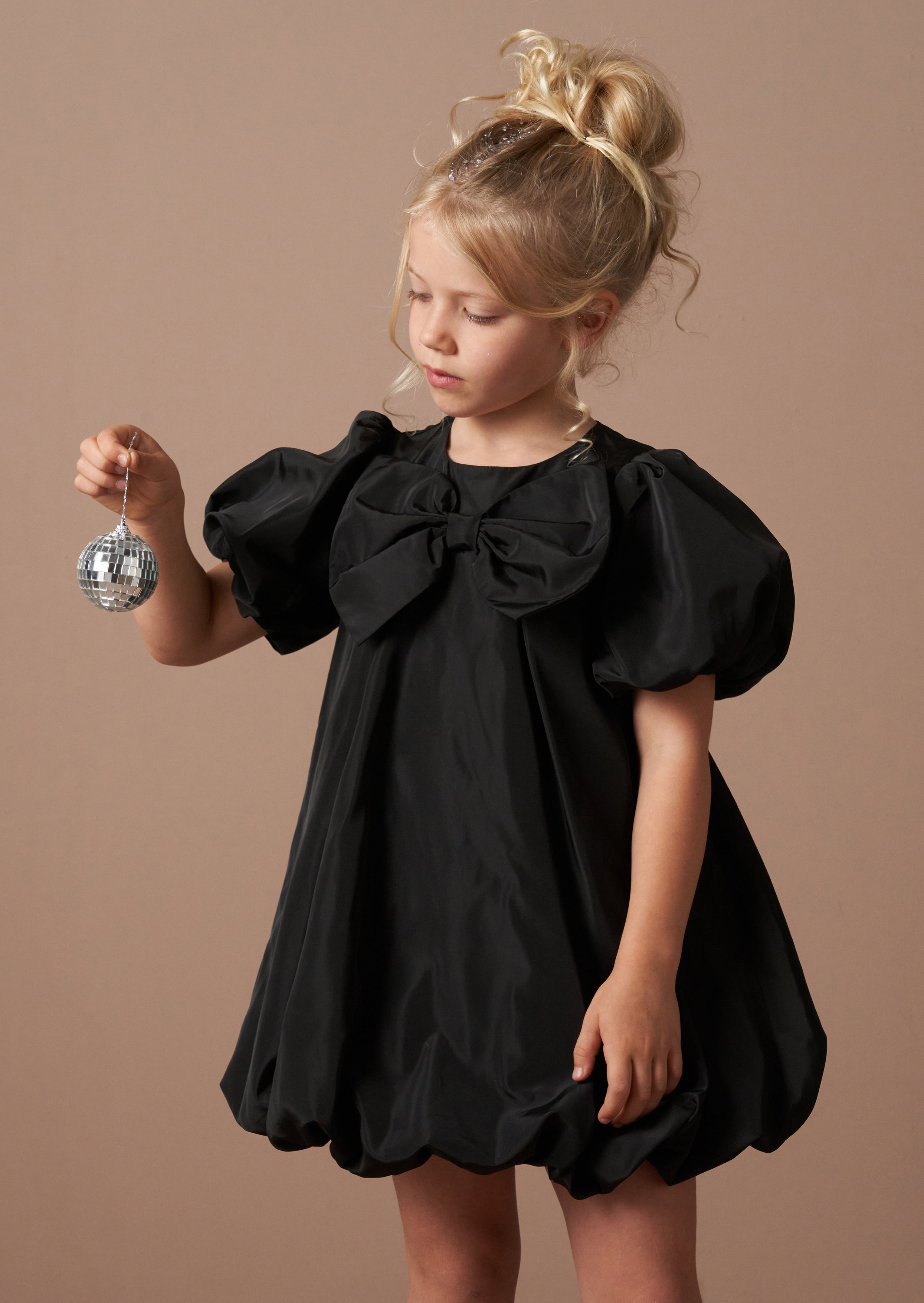 Nadia Black Puffball Bow Dress