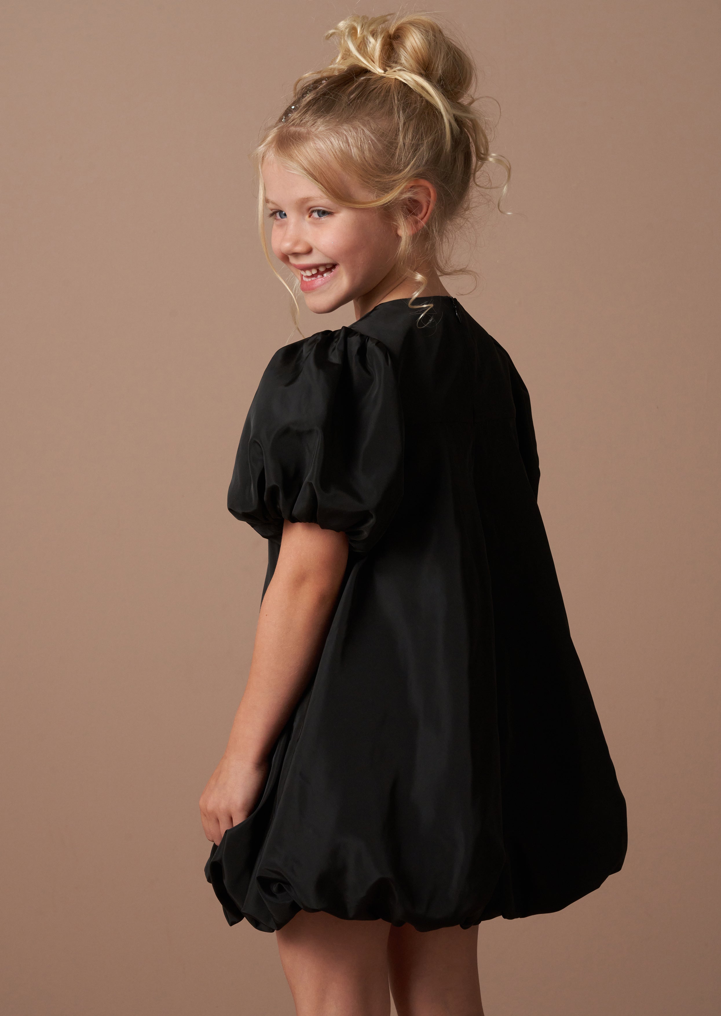 Nadia Black Puffball Bow Dress