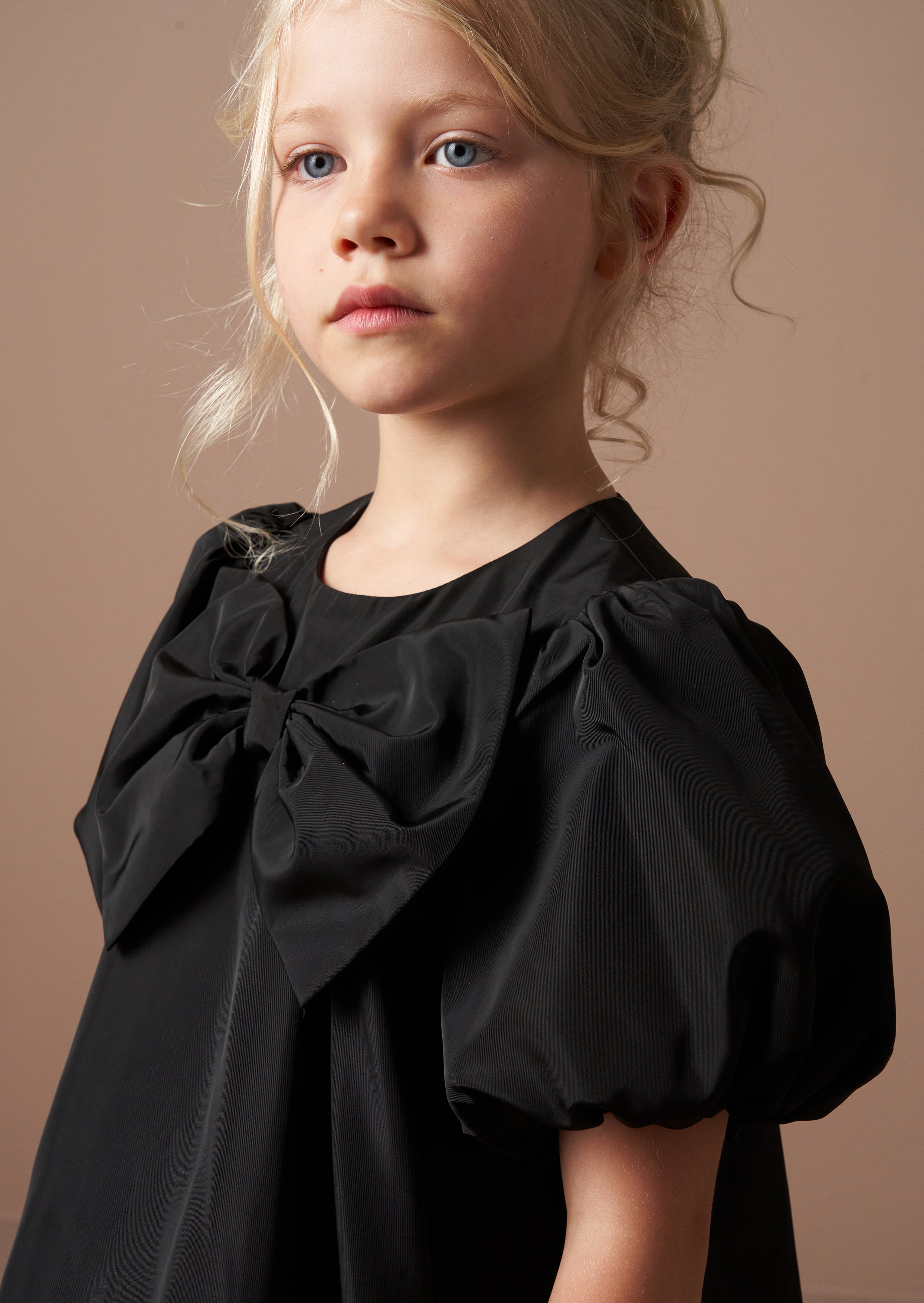 Nadia Black Puffball Bow Dress