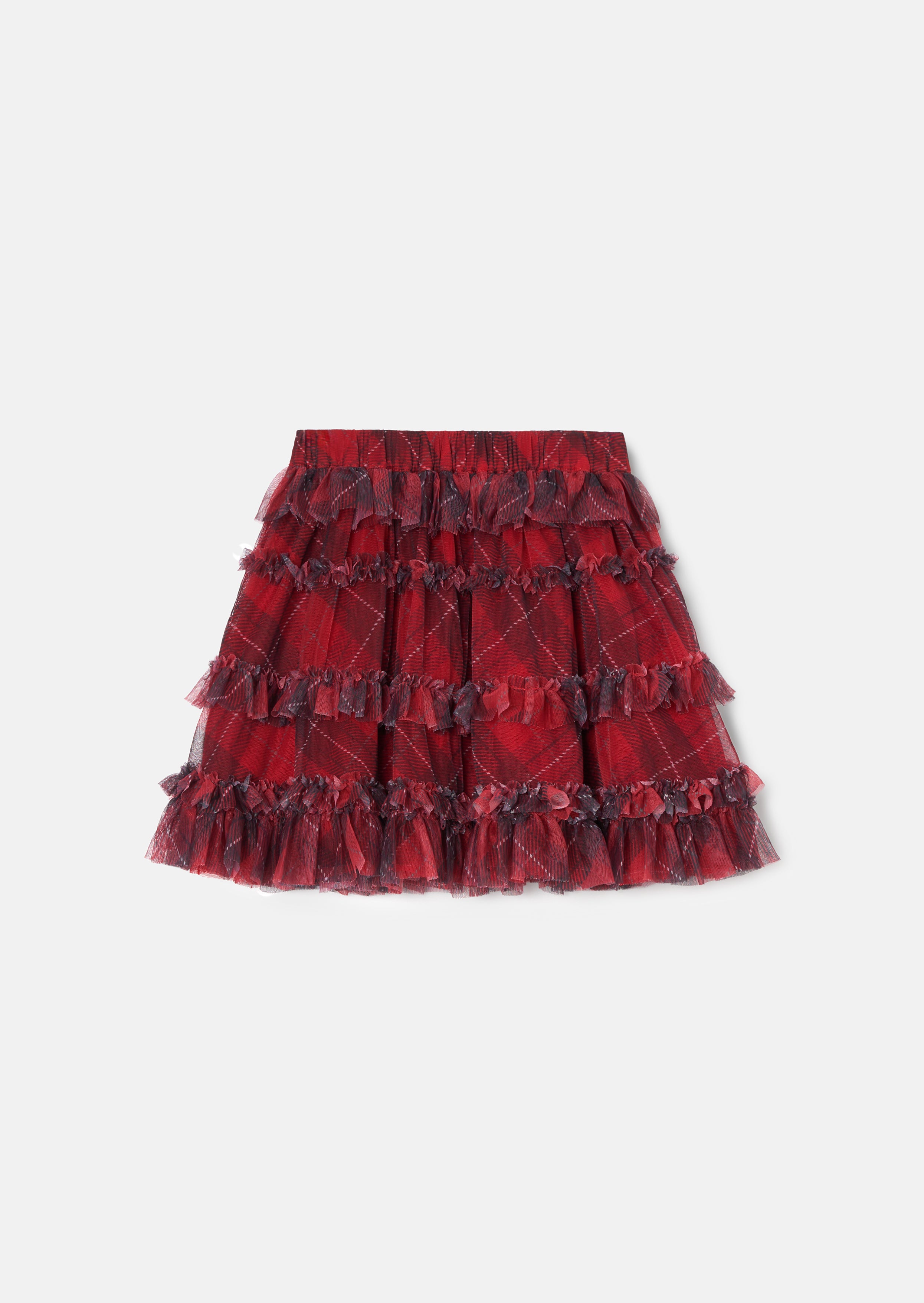 Darby Red Tartan Mesh Skirt