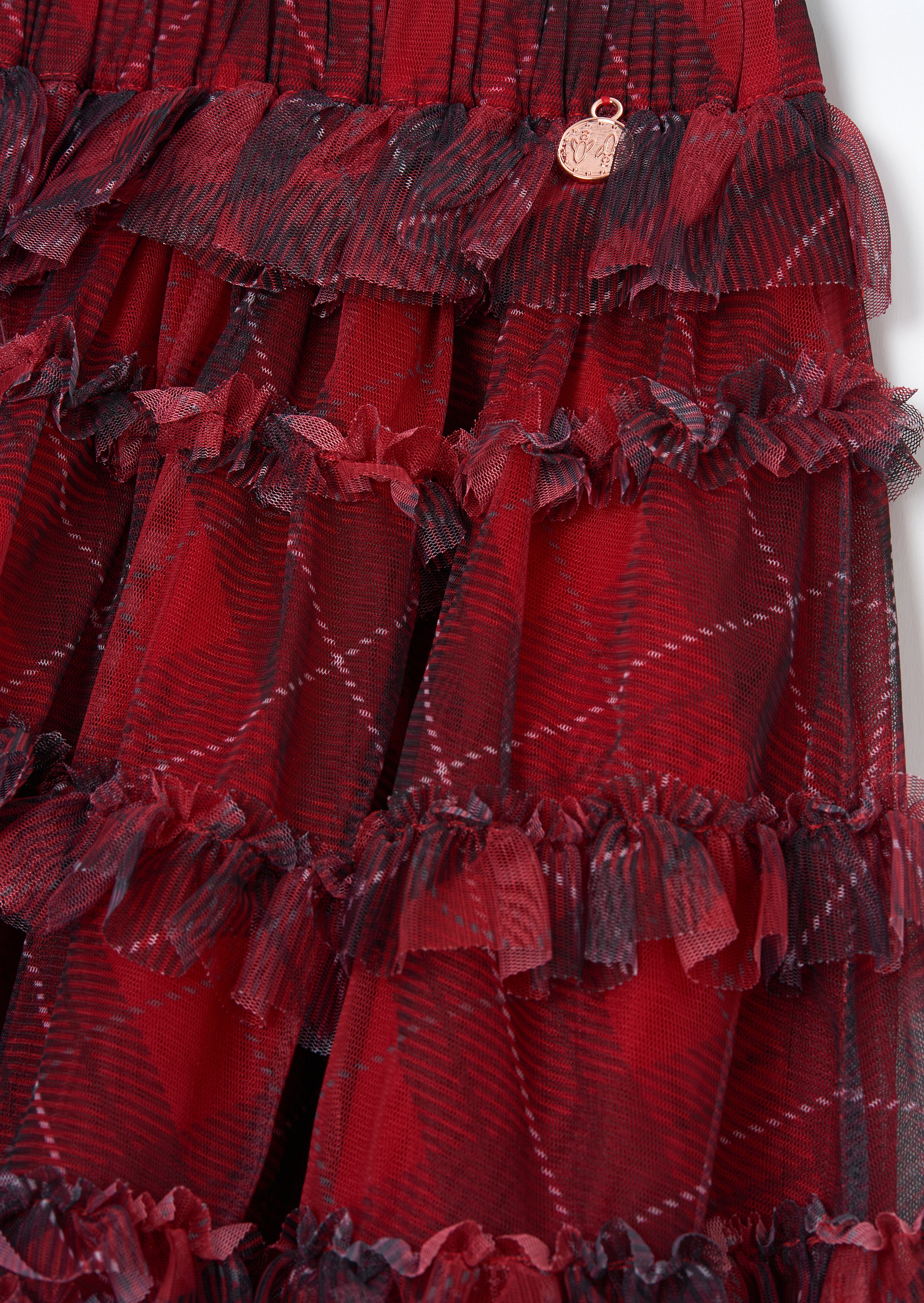 Darby Red Tartan Mesh Skirt