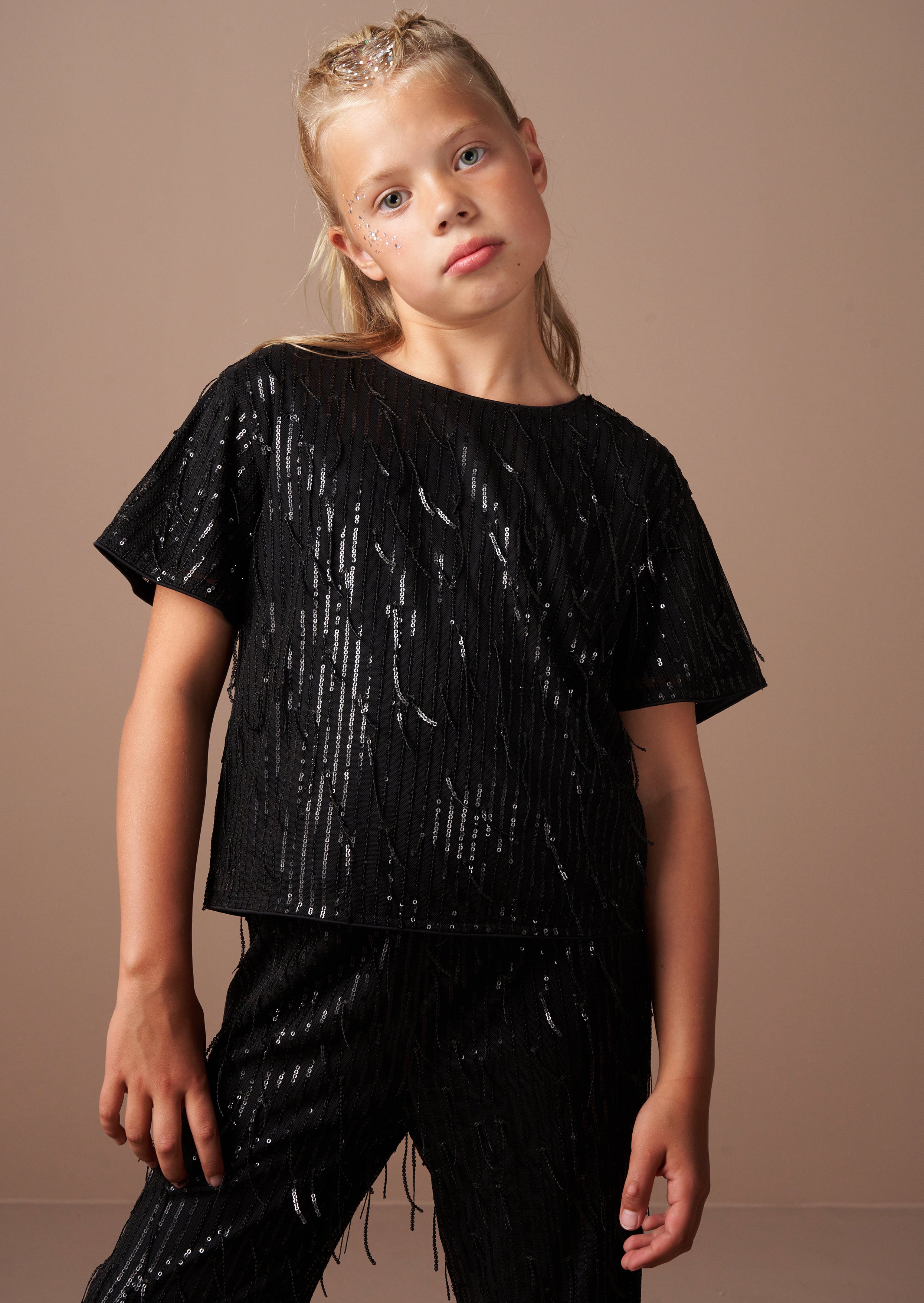 Sadie Black Tassel Sequin Top