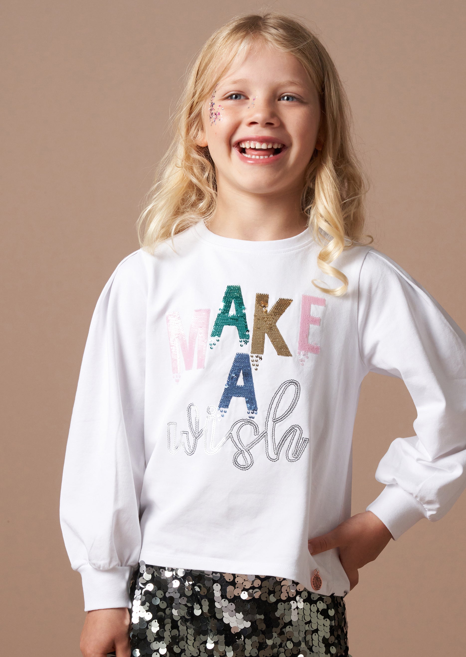 Gigi White Sequin Wish T Shirt