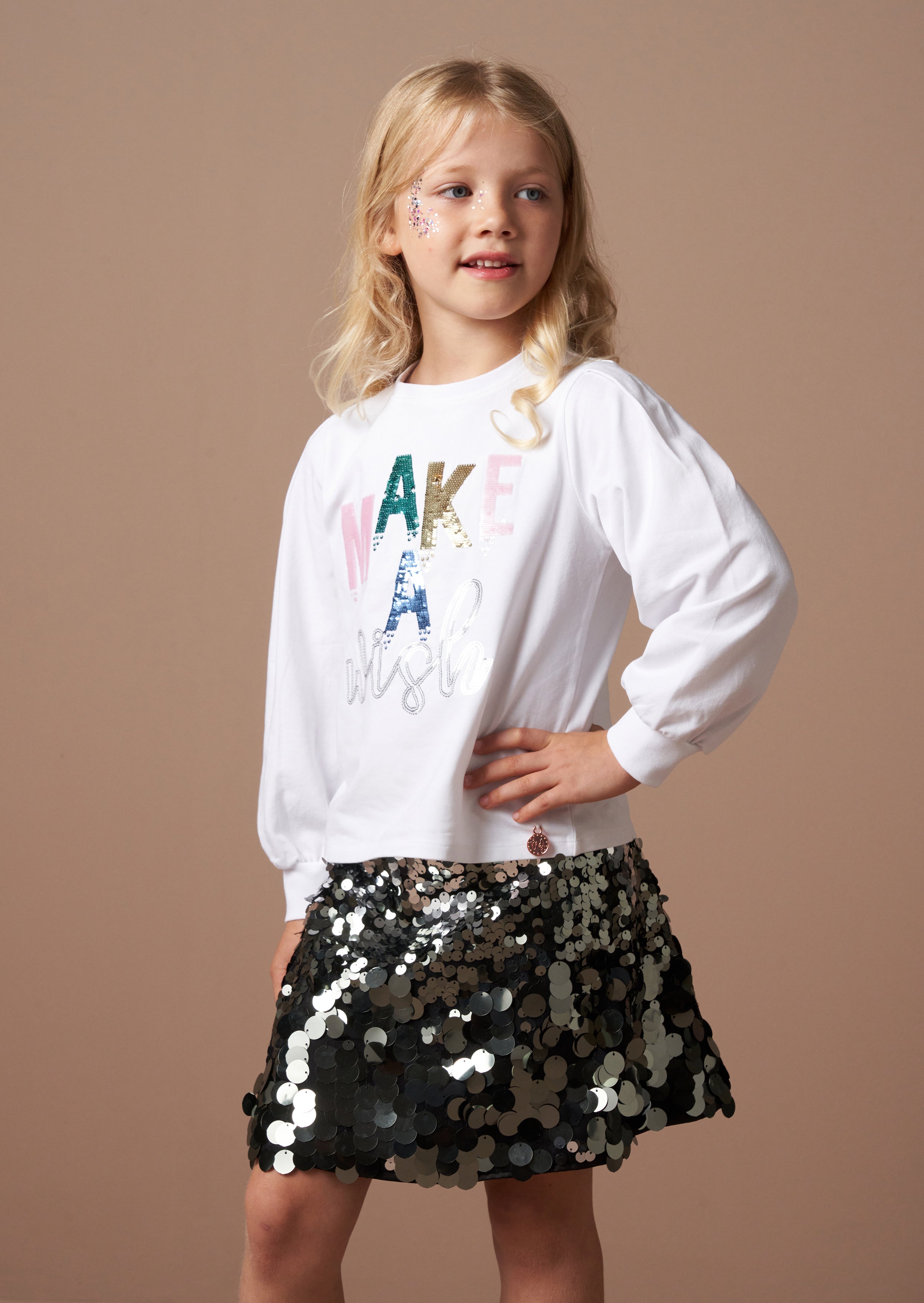 Gigi White Sequin Wish T Shirt