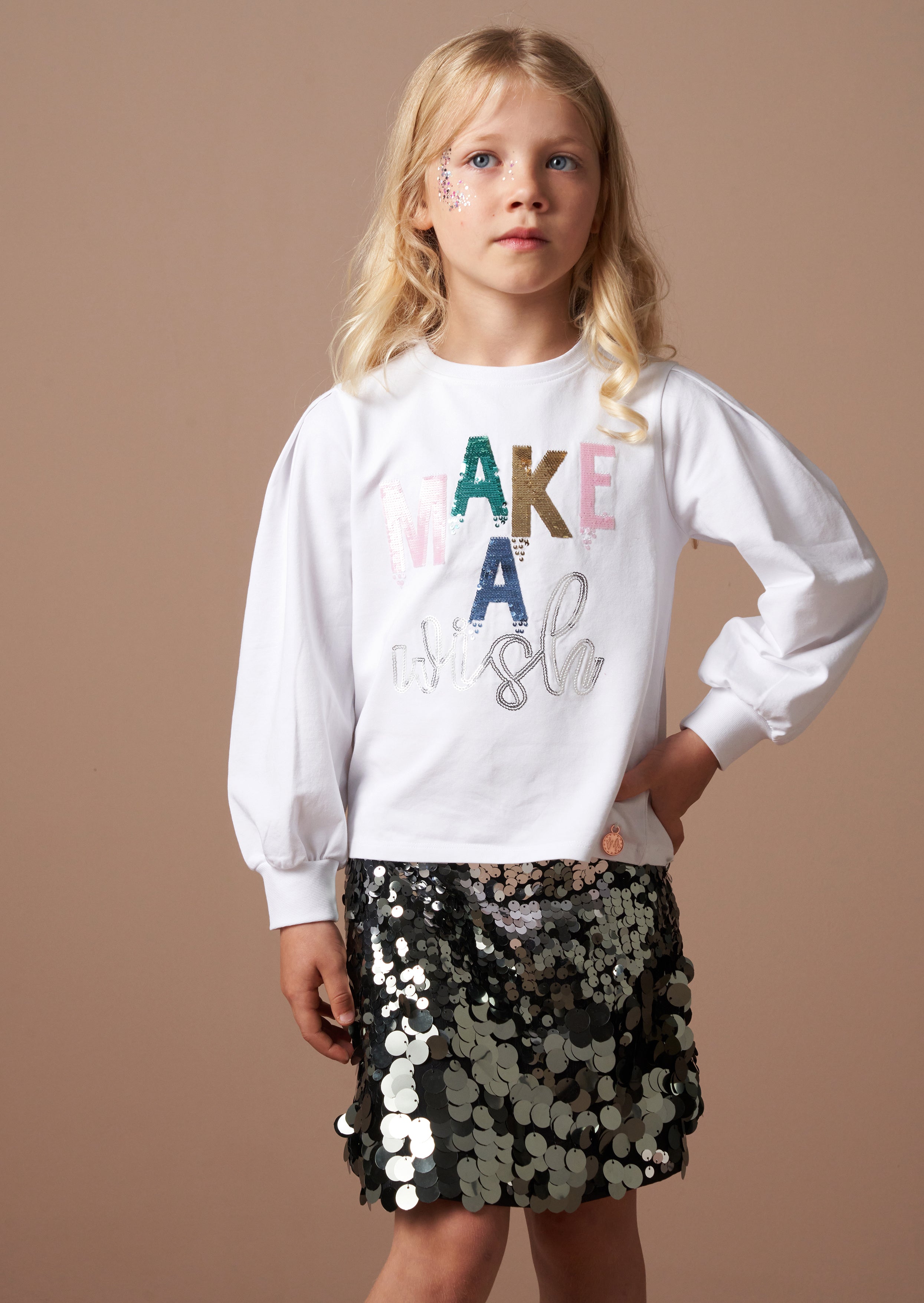 Gigi White Sequin Wish T Shirt