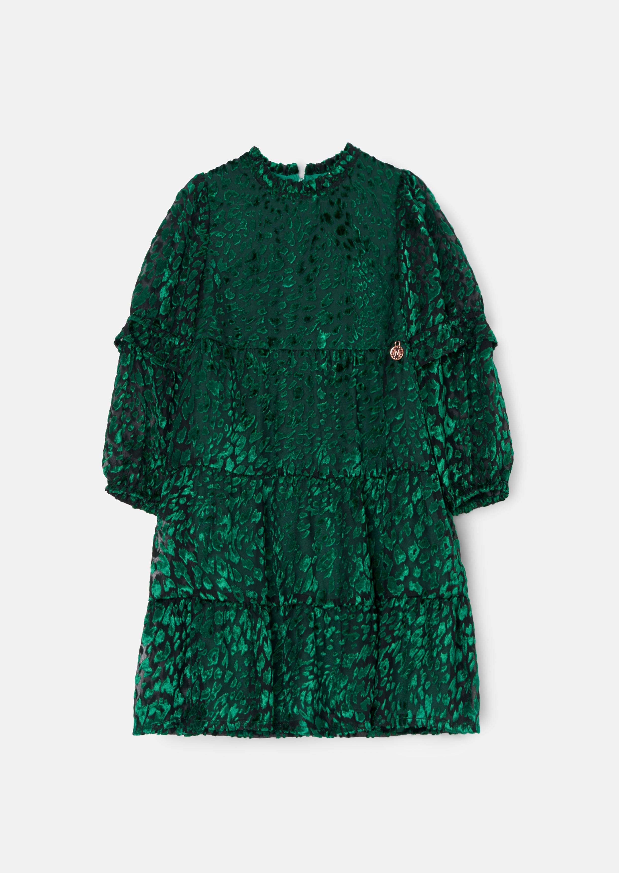 Poppy Green Devore Velvet Dress