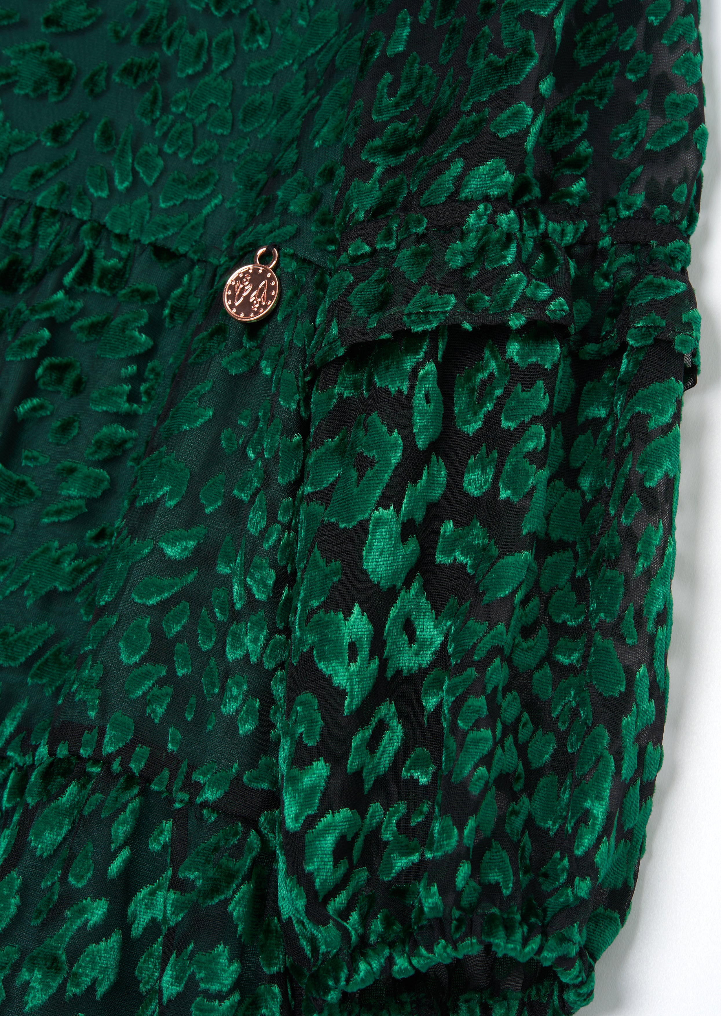 Poppy Green Devore Velvet Dress