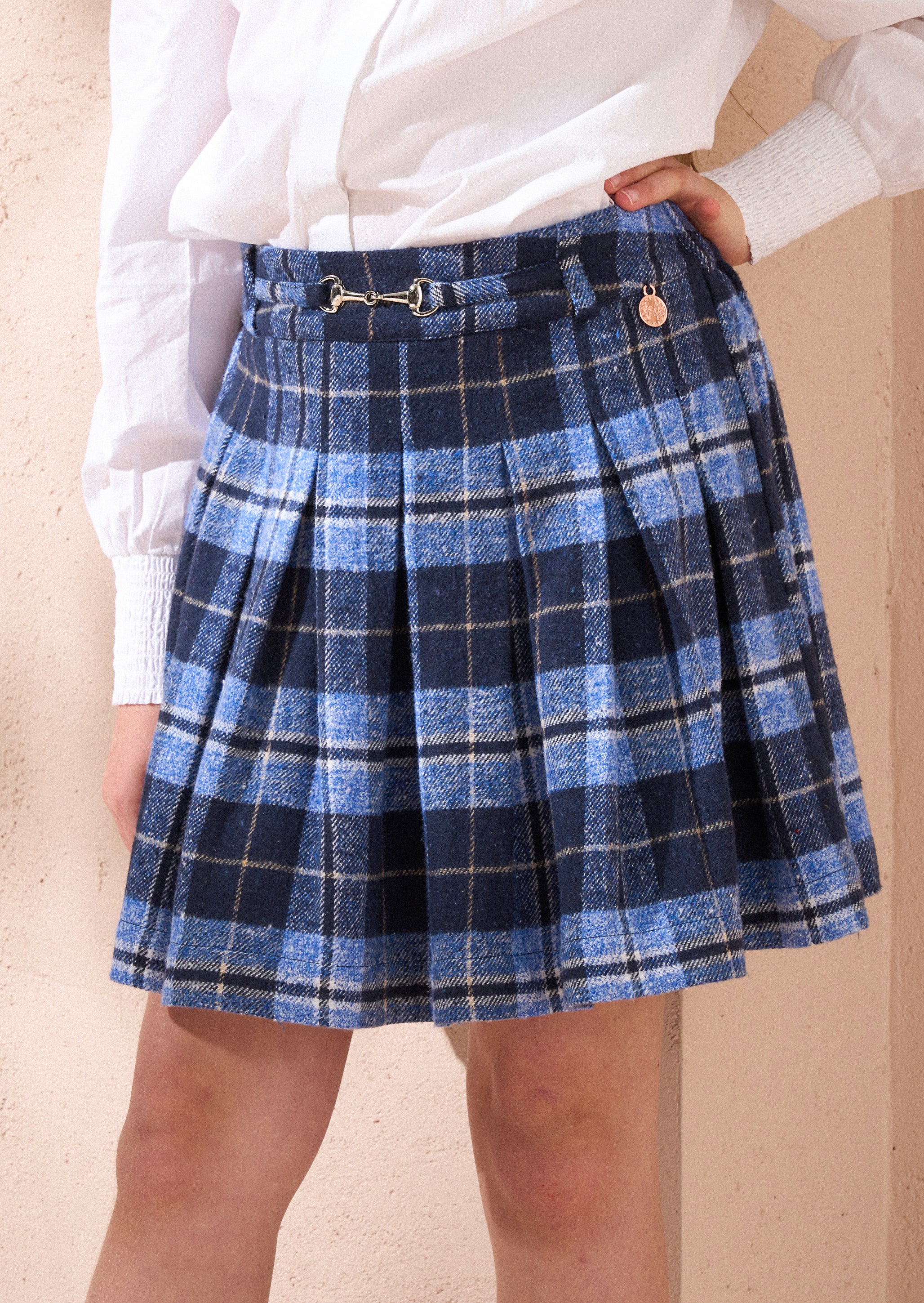 Macy Blue Check Skirt
