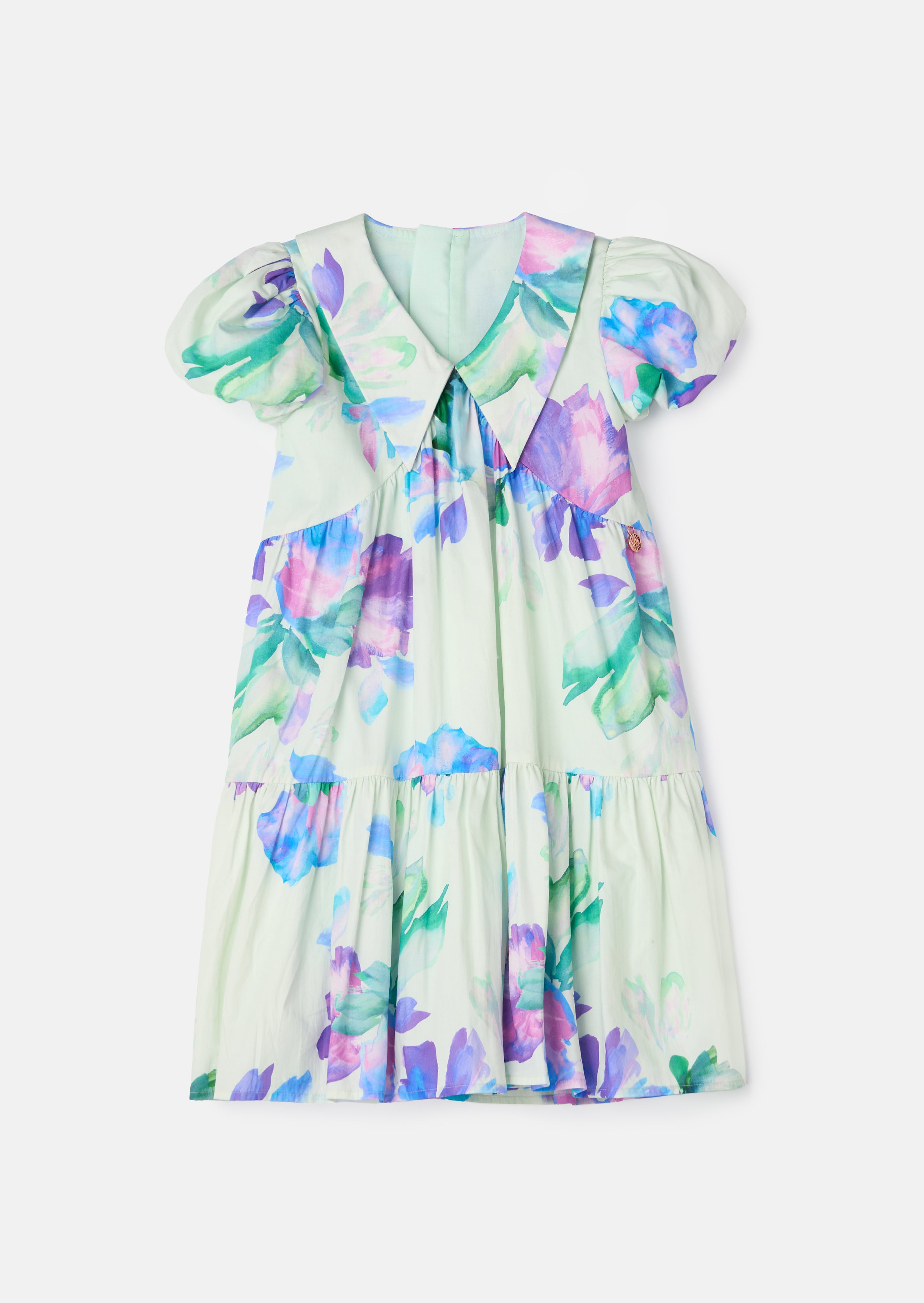 Lucia Mint Printed Tiered Dress