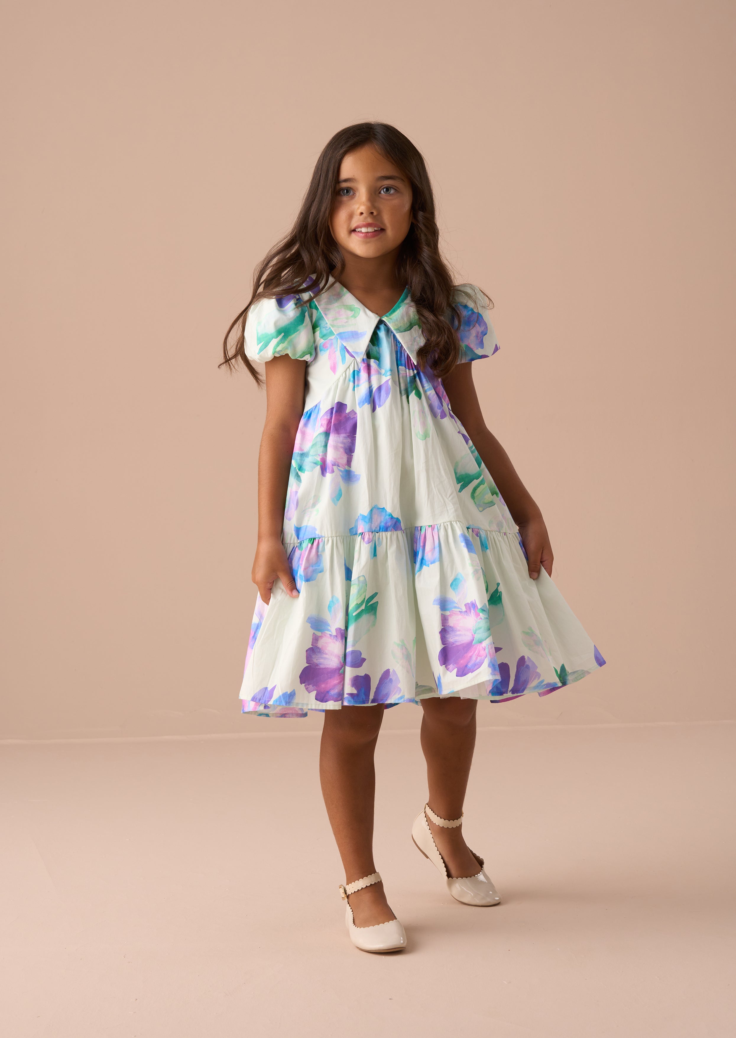 Lucia Mint Printed Tiered Dress