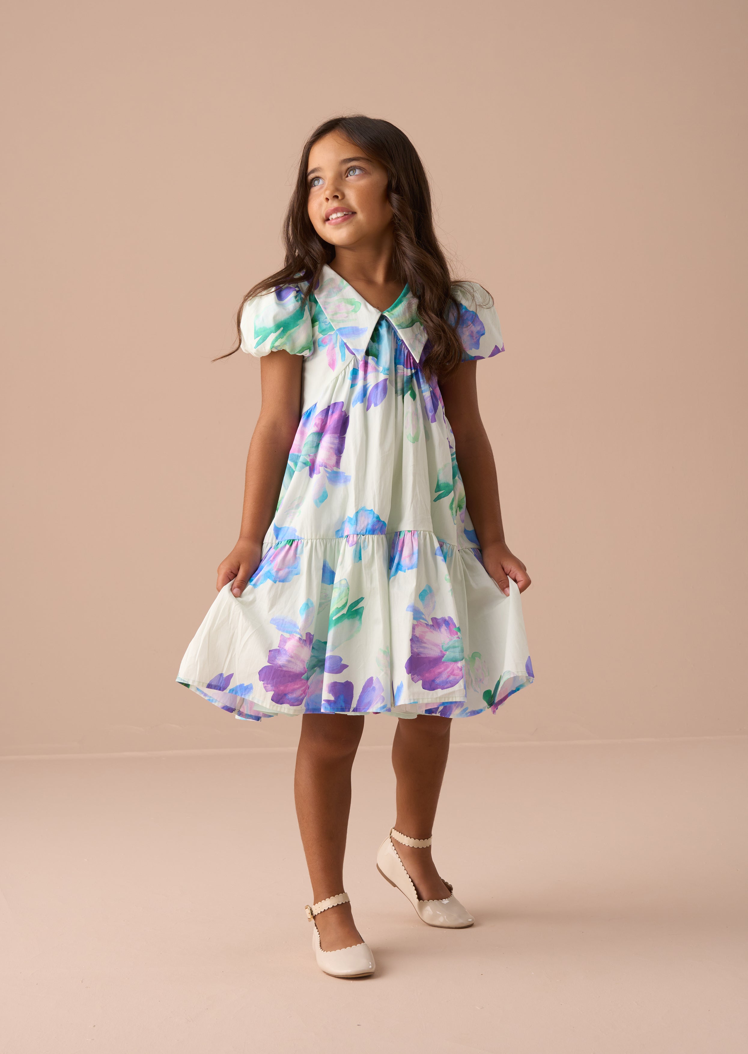 Lucia Mint Printed Tiered Dress