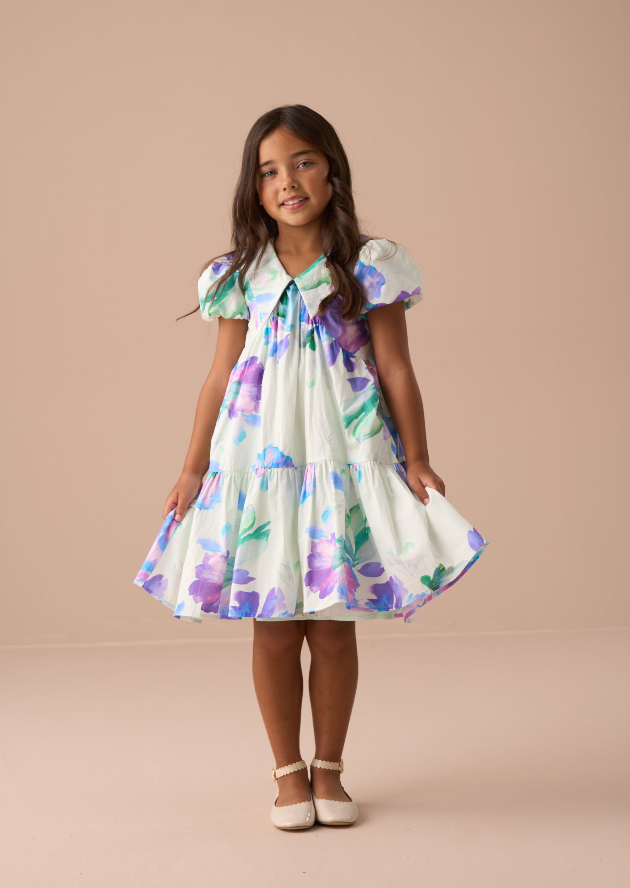 Lucia Mint Printed Tiered Dress