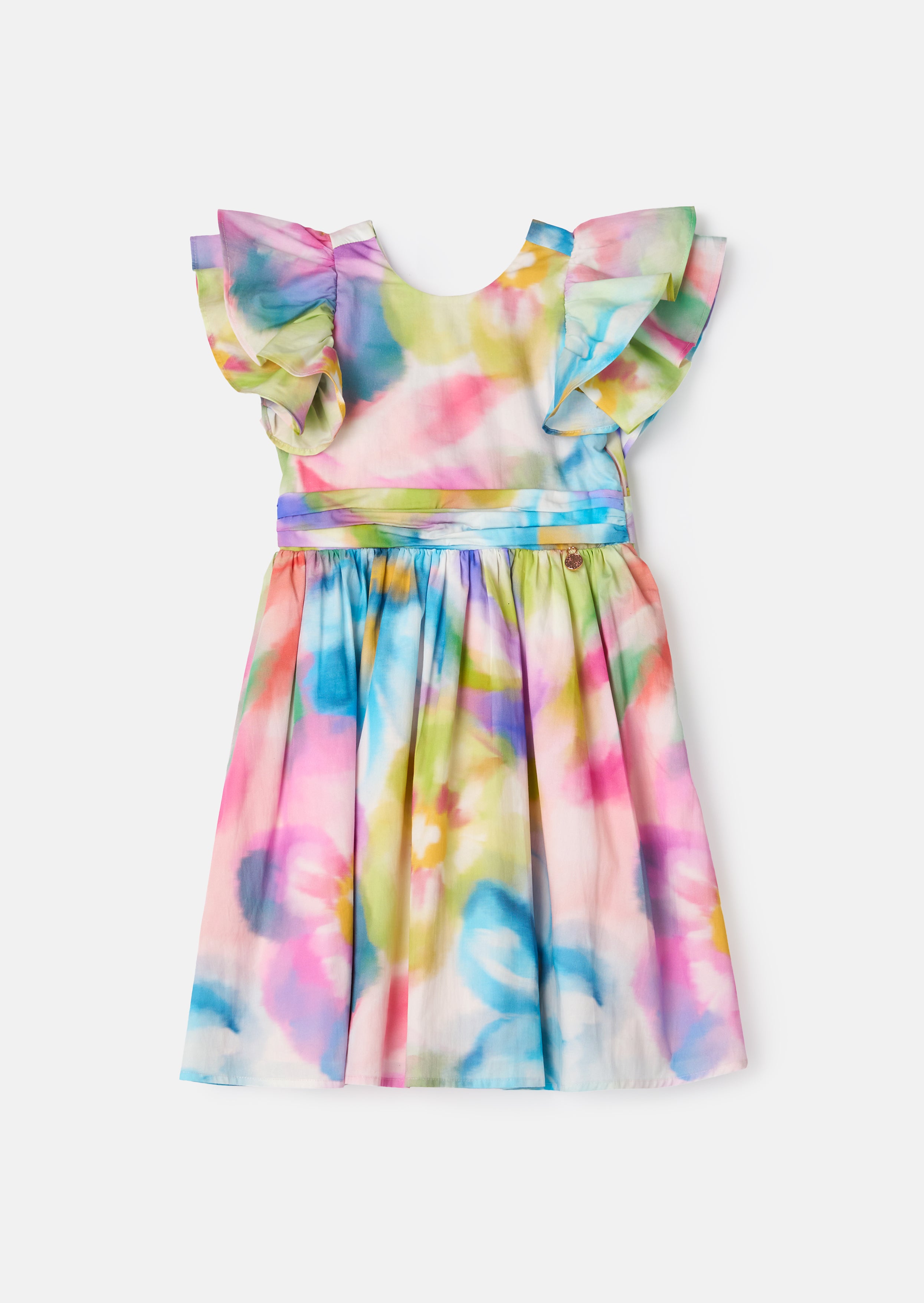 Anna Multi Ruffle Sleeve Print Dress